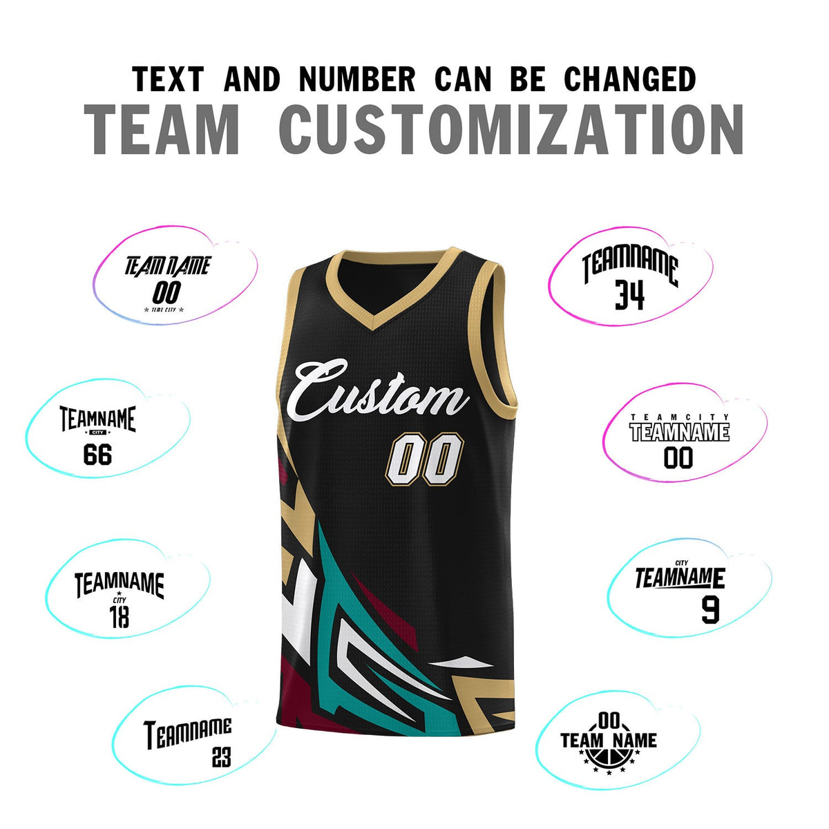Custom Black Gradient Graffiti Pattern Sports Uniform Basketball Jersey