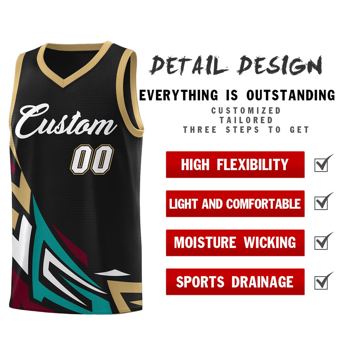 Custom Black Gradient Graffiti Pattern Sports Uniform Basketball Jersey