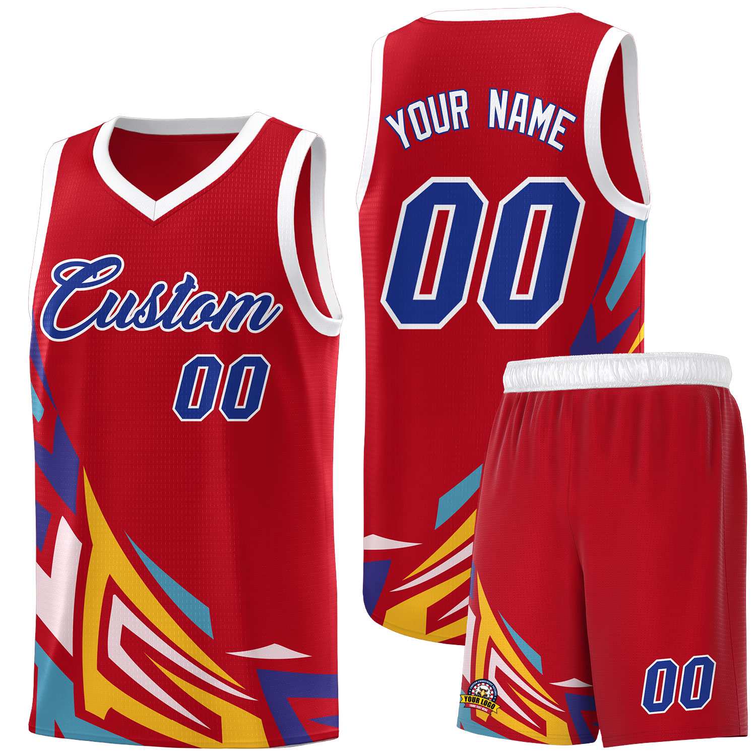 Custom Red Gradient Graffiti Pattern Sports Uniform Basketball Jersey