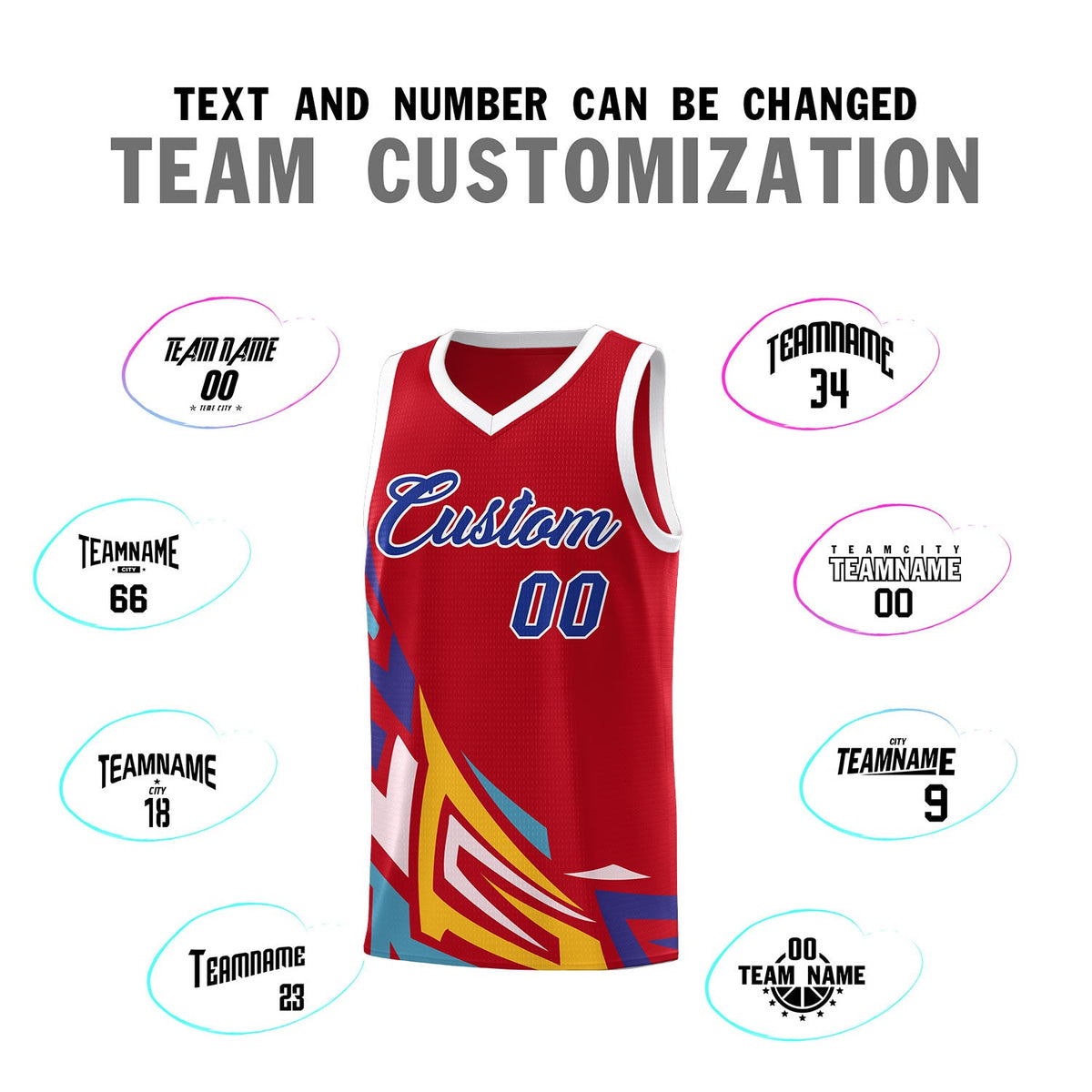 Custom Red Gradient Graffiti Pattern Sports Uniform Basketball Jersey