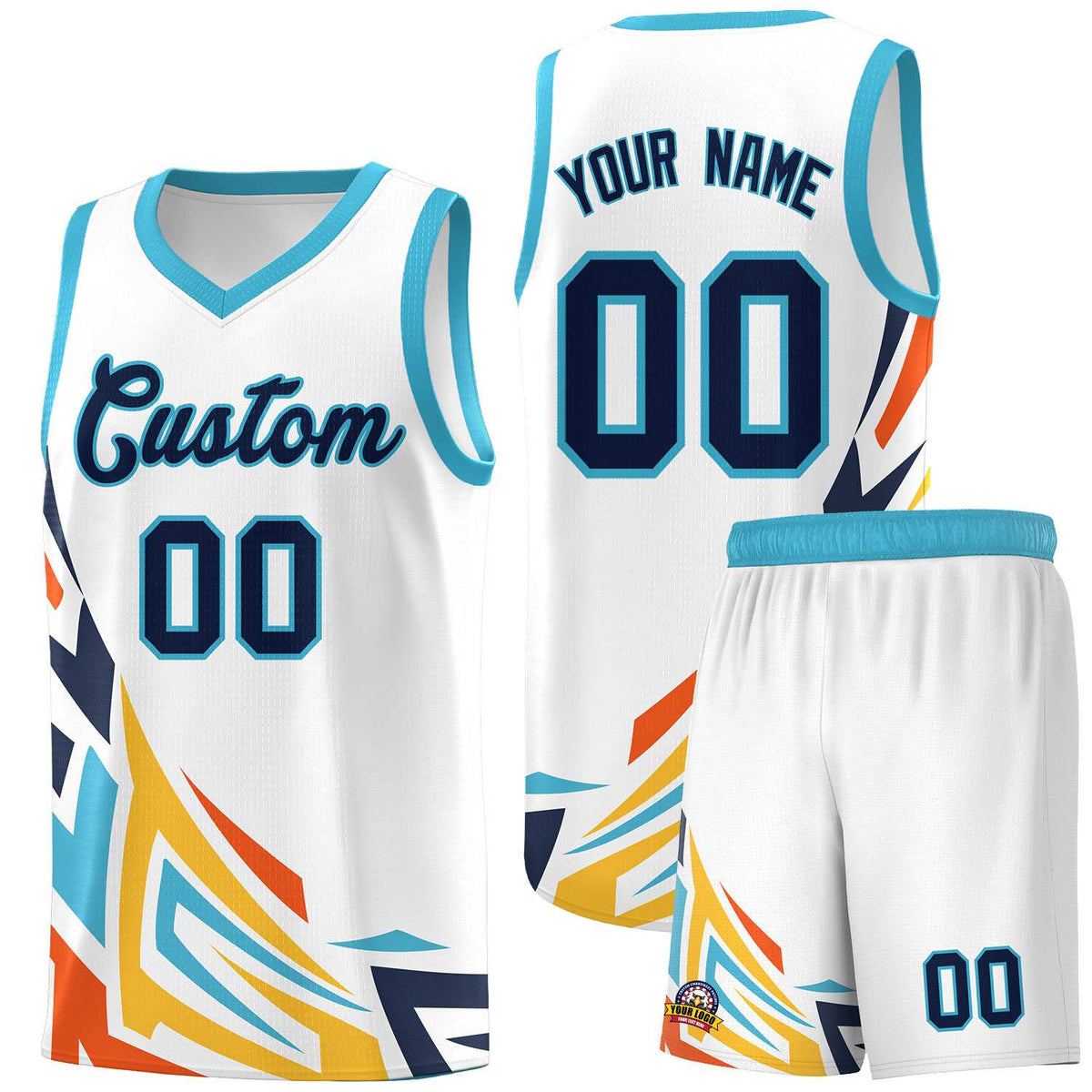 Custom White Gradient Graffiti Pattern Sports Uniform Basketball Jersey