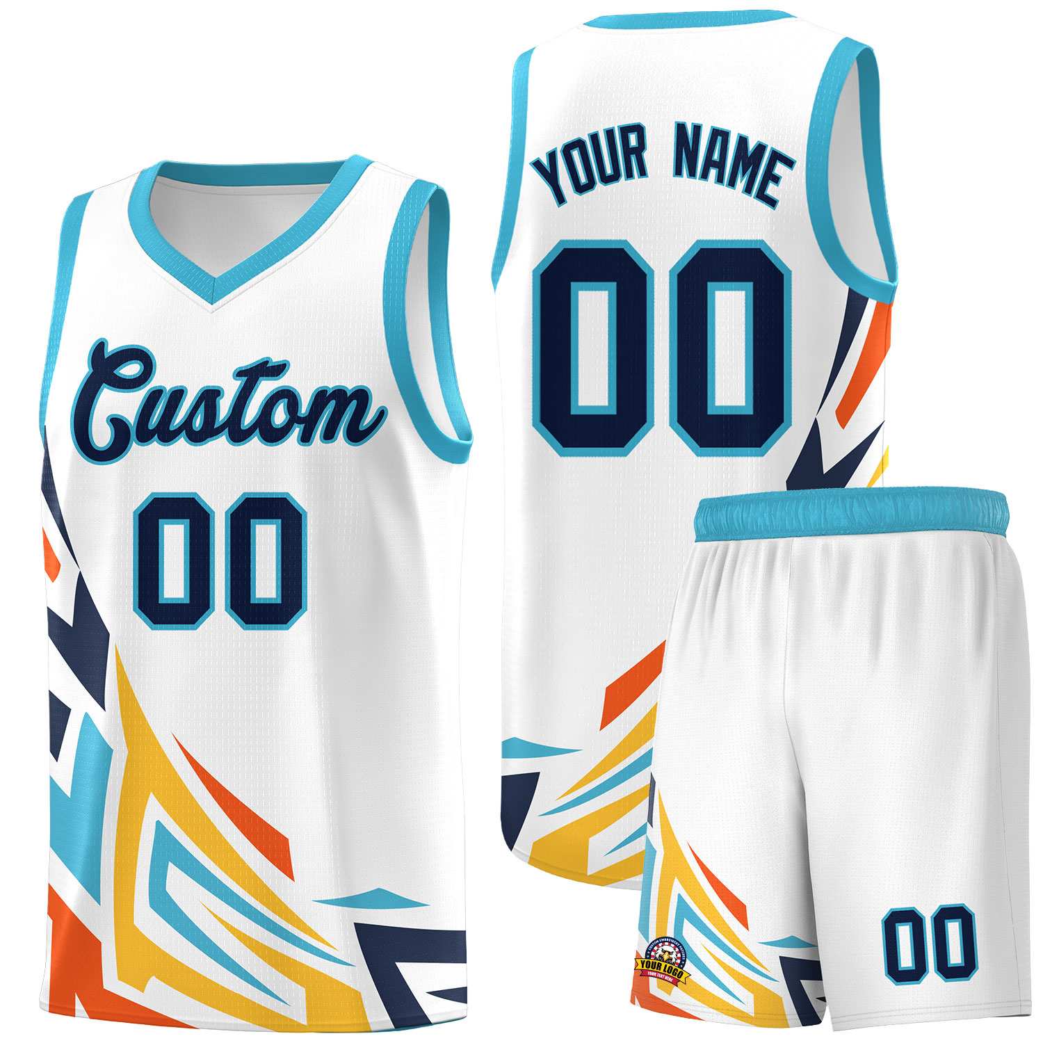 Custom White Gradient Graffiti Pattern Sports Uniform Basketball Jersey