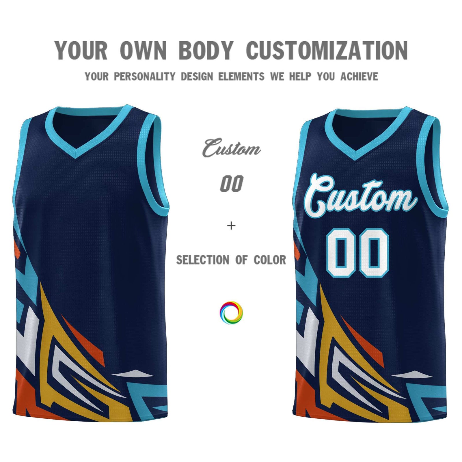 Custom Navy Gradient Graffiti Pattern Sports Uniform Basketball Jersey