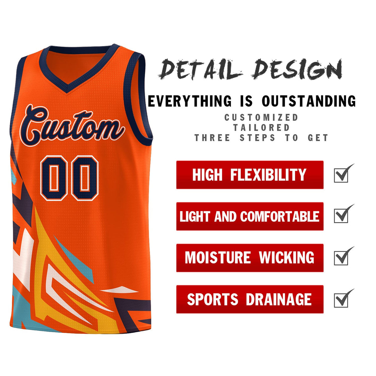 Custom Orange Gradient Graffiti Pattern Sports Uniform Basketball Jersey