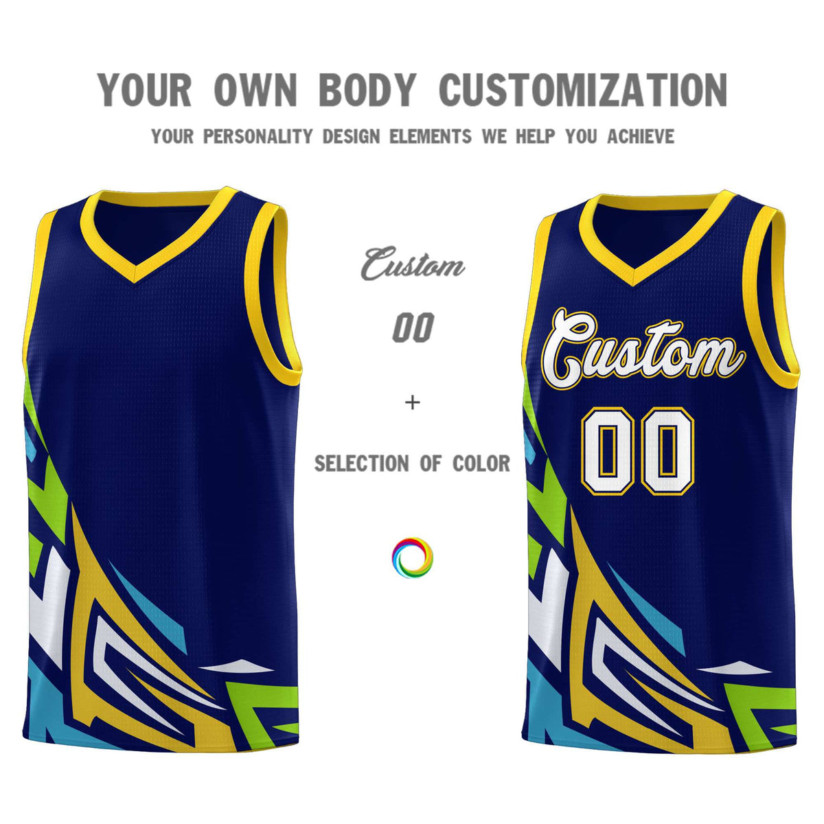 Custom Navy Gradient Graffiti Pattern Sports Uniform Basketball Jersey