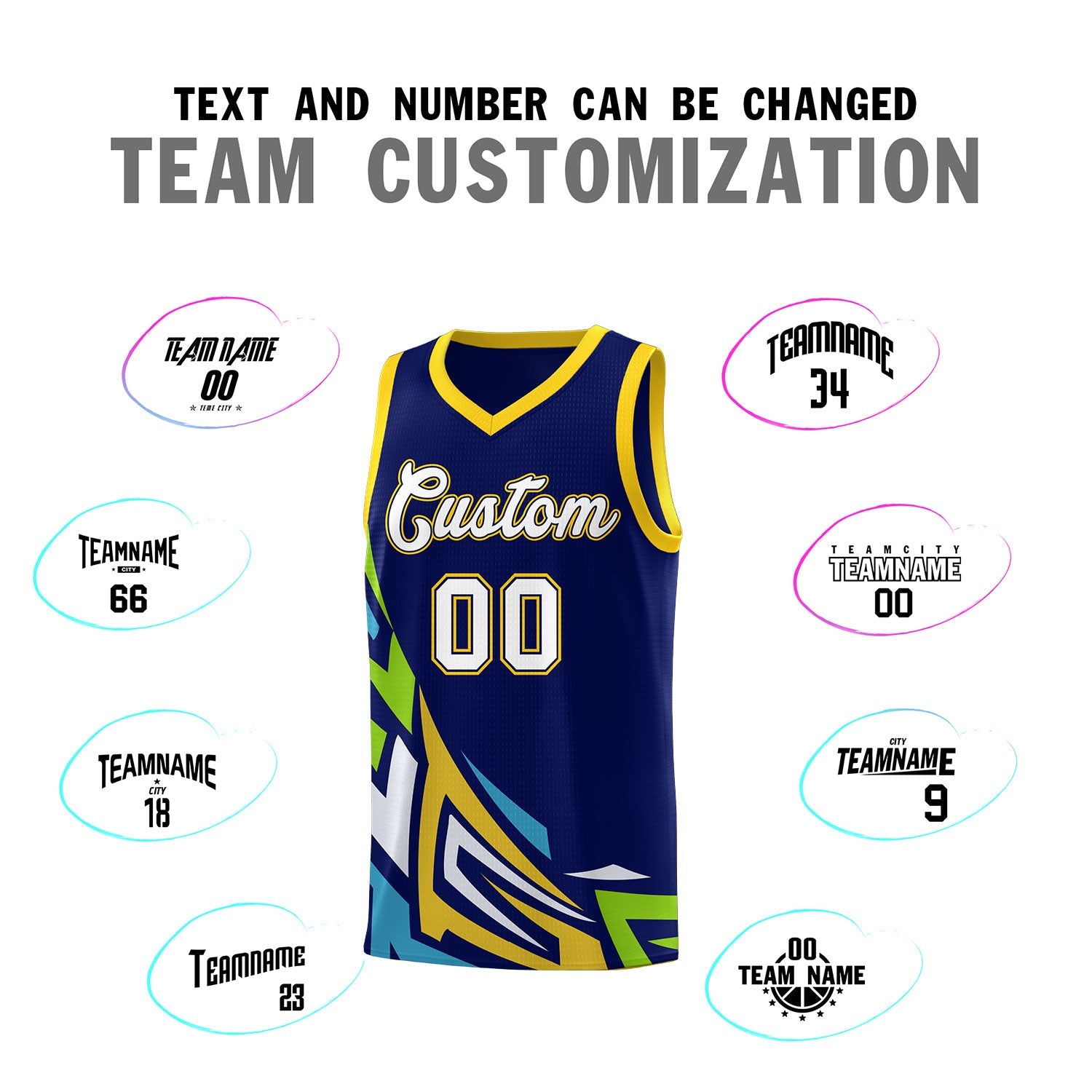 Custom Navy Gradient Graffiti Pattern Sports Uniform Basketball Jersey