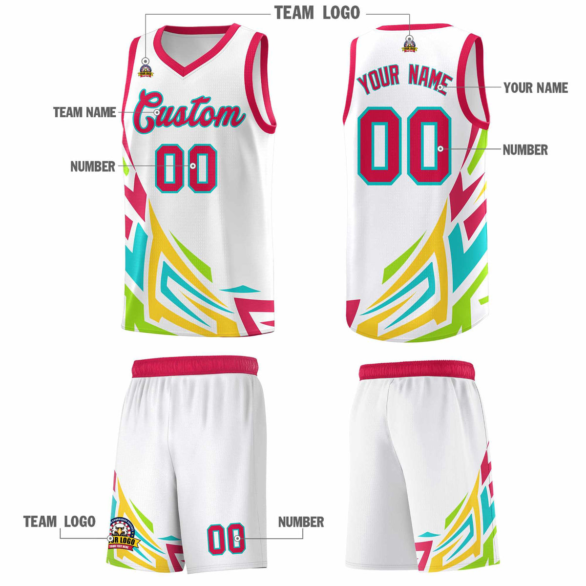 Custom White Gradient Graffiti Pattern Sports Uniform Basketball Jersey