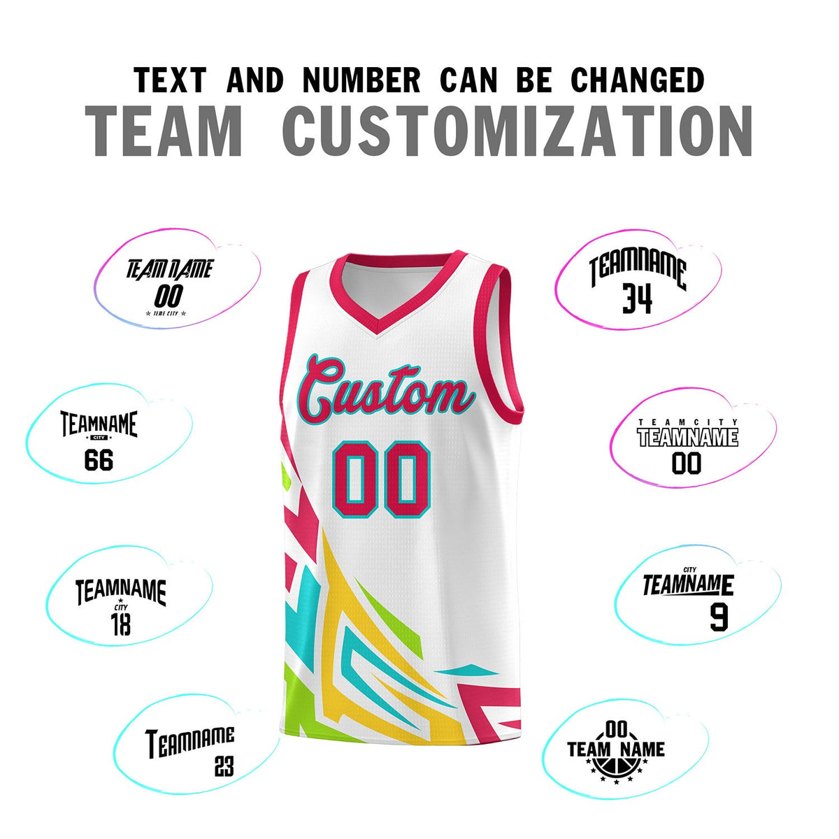 Custom White Gradient Graffiti Pattern Sports Uniform Basketball Jersey