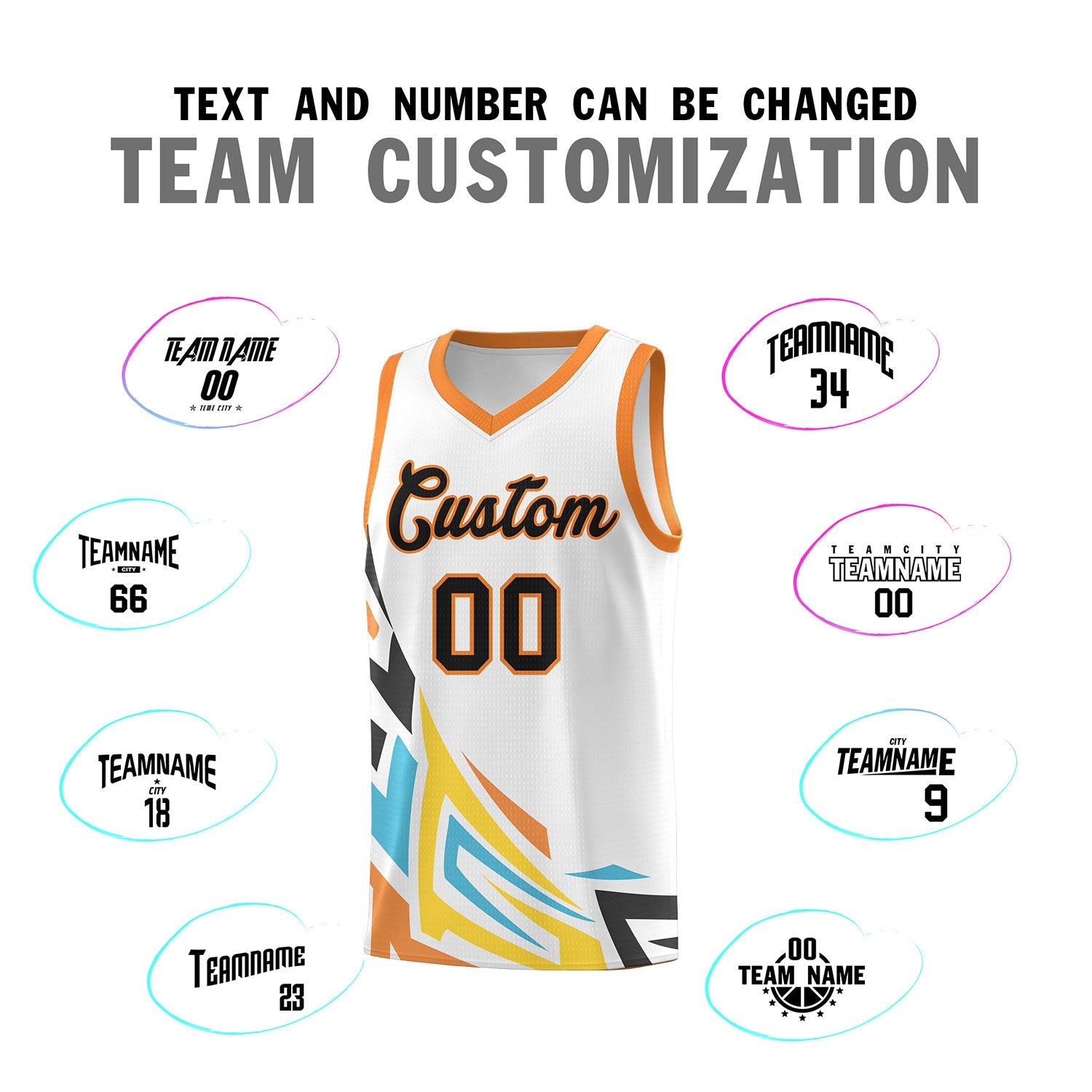 Custom White Gradient Graffiti Pattern Sports Uniform Basketball Jersey