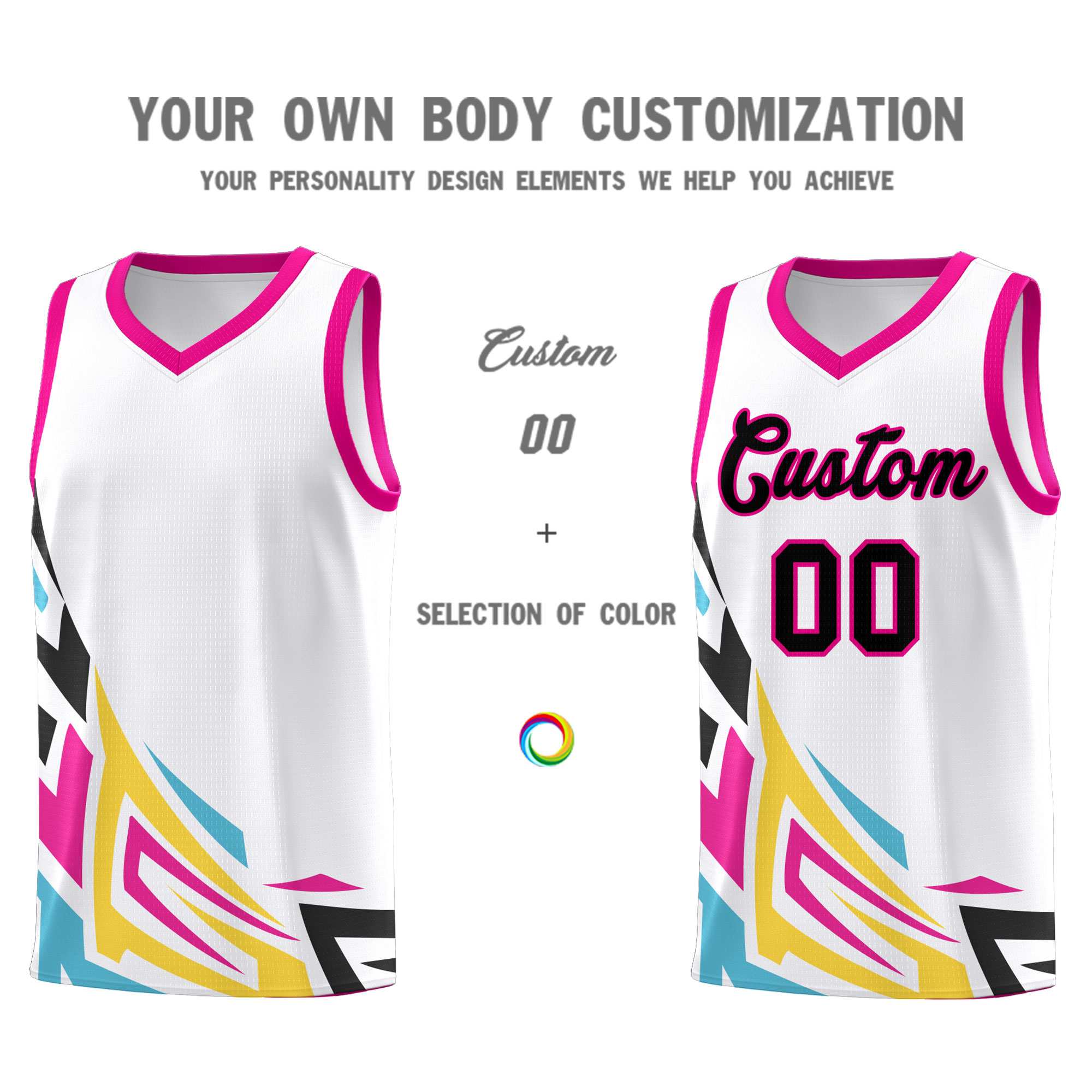Custom White Gradient Graffiti Pattern Sports Uniform Basketball Jersey