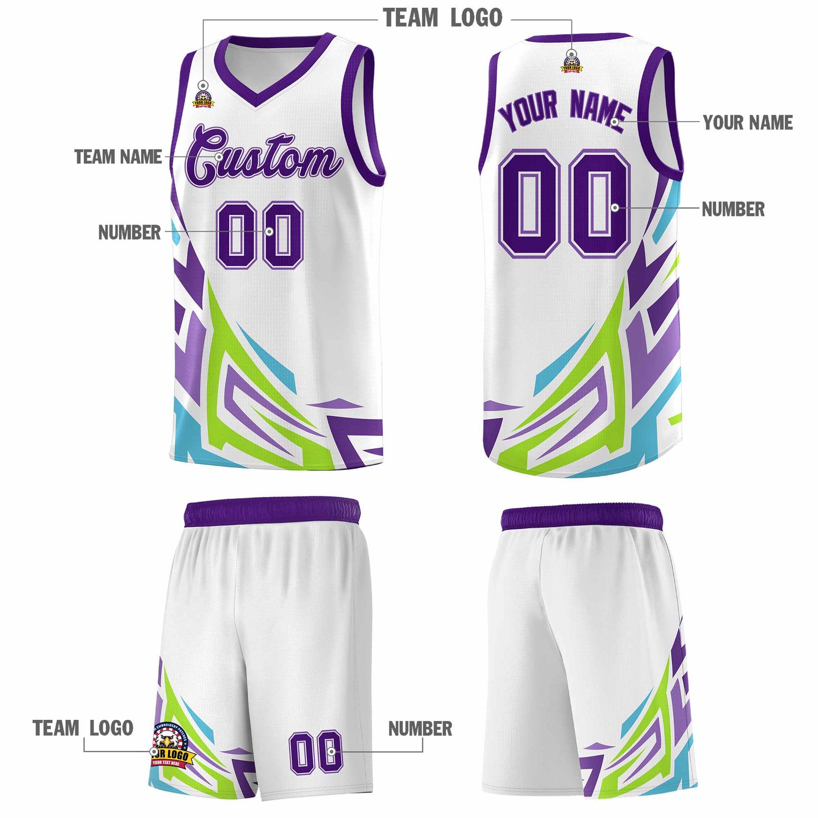 Custom White Gradient Graffiti Pattern Sports Uniform Basketball Jersey