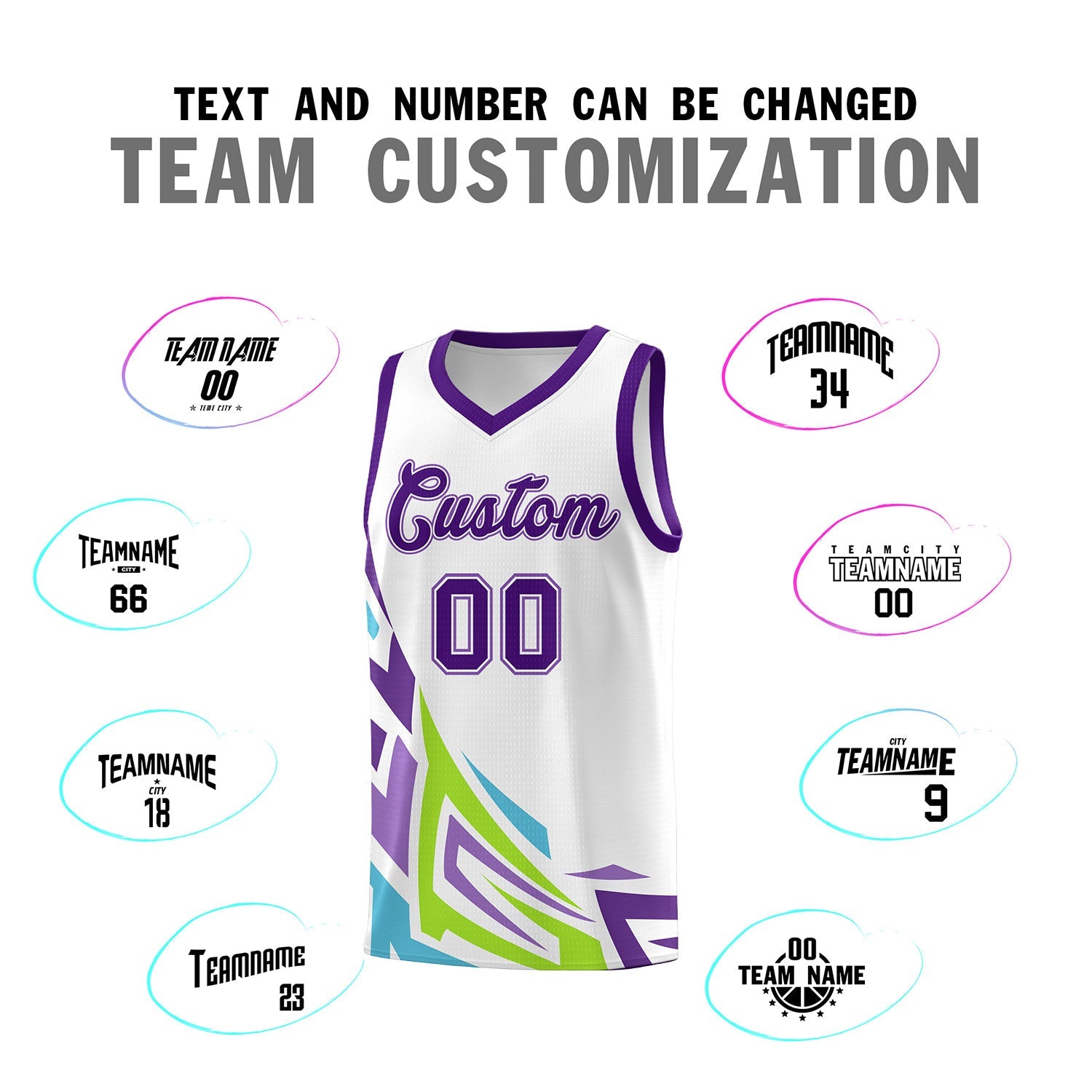 Custom White Gradient Graffiti Pattern Sports Uniform Basketball Jersey