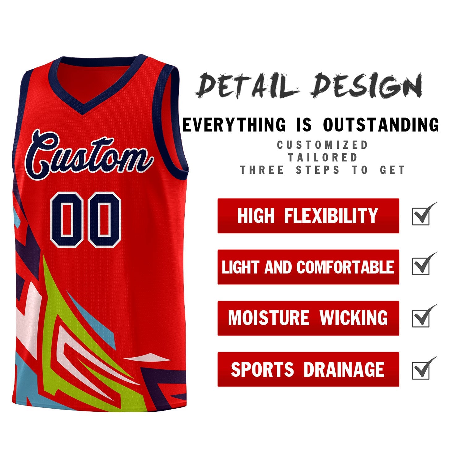 Custom Red Gradient Graffiti Pattern Sports Uniform Basketball Jersey