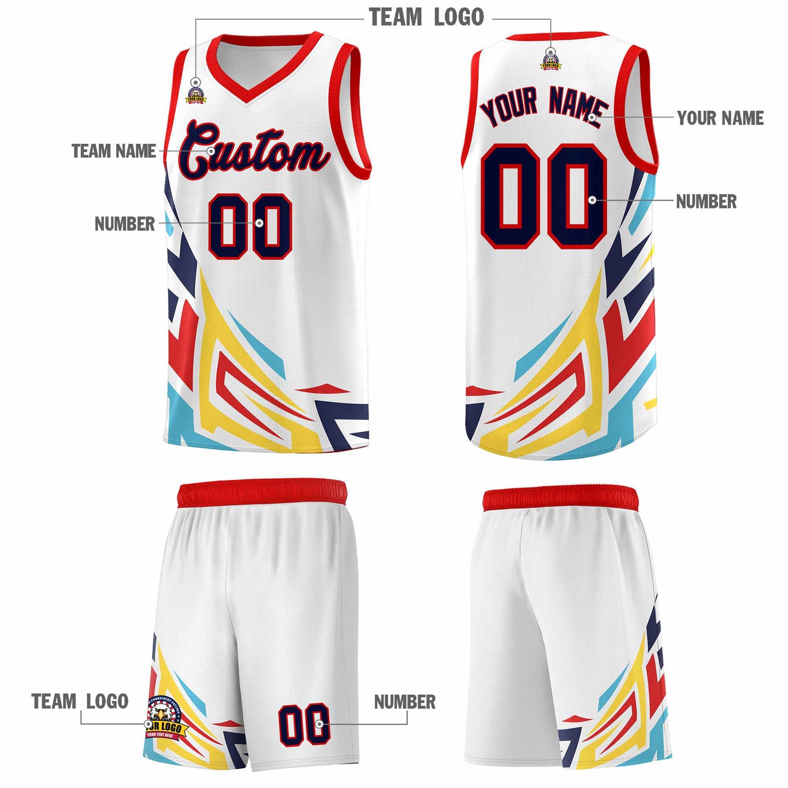 Custom White Gradient Graffiti Pattern Sports Uniform Basketball Jersey