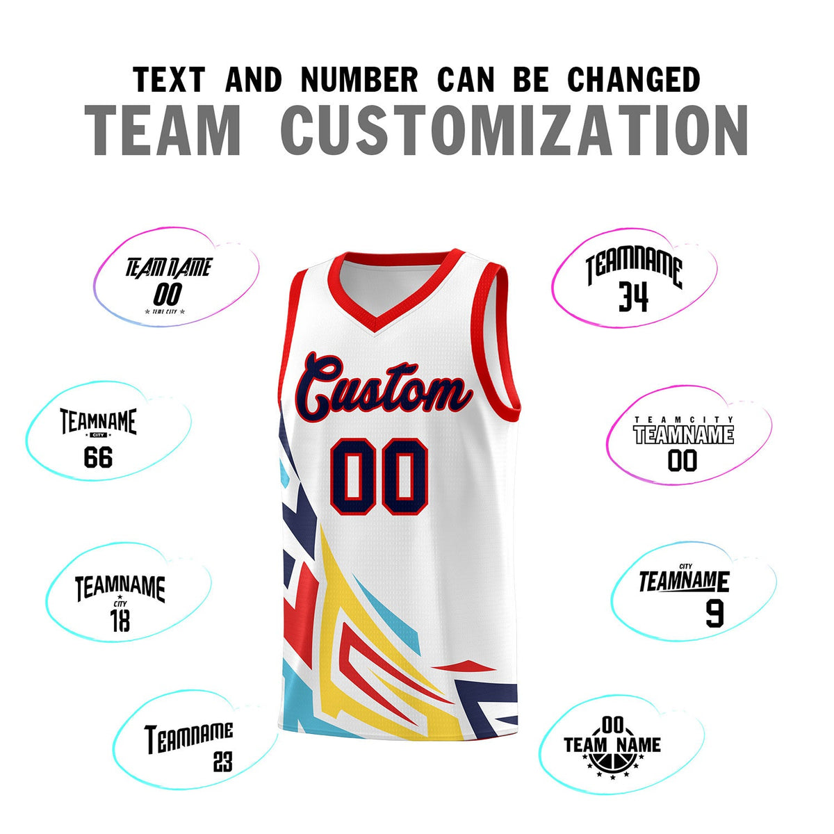 Custom White Gradient Graffiti Pattern Sports Uniform Basketball Jersey