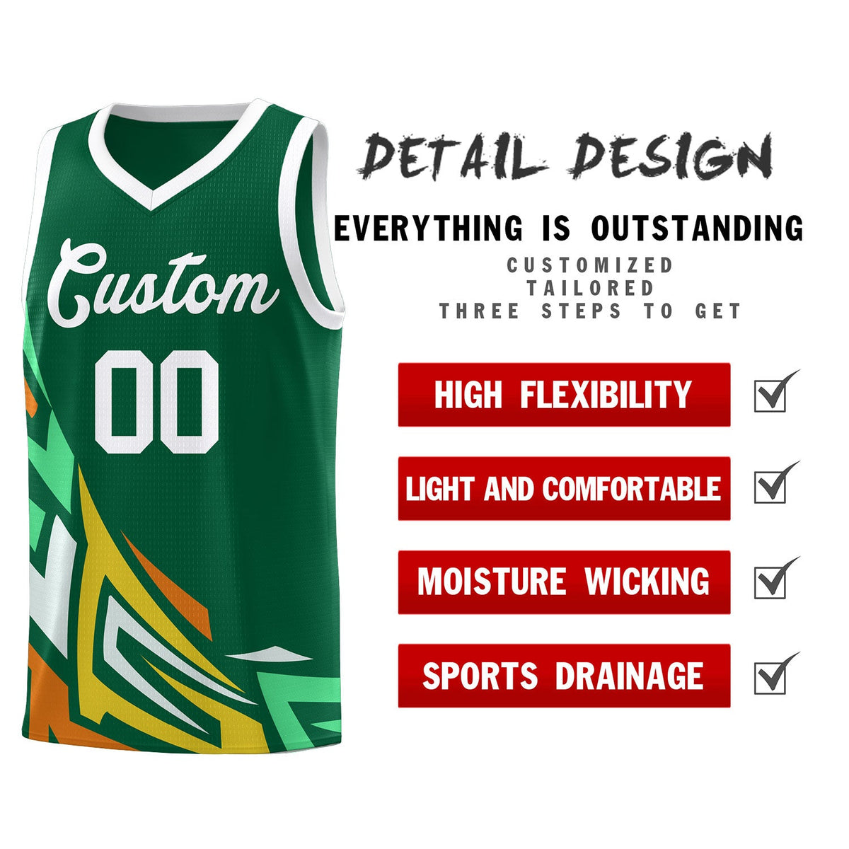 Custom Kelly Green Gradient Graffiti Pattern Sports Uniform Basketball Jersey