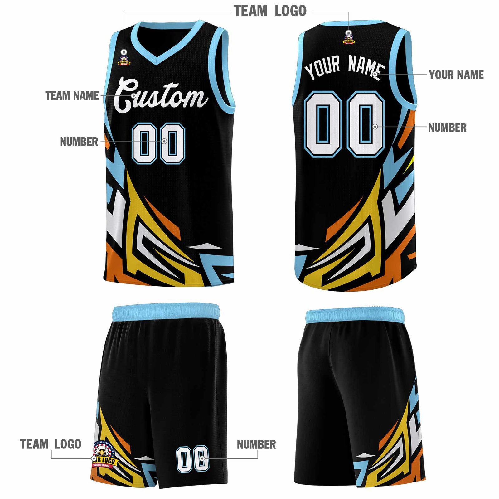 Custom Black Gradient Graffiti Pattern Sports Uniform Basketball Jersey