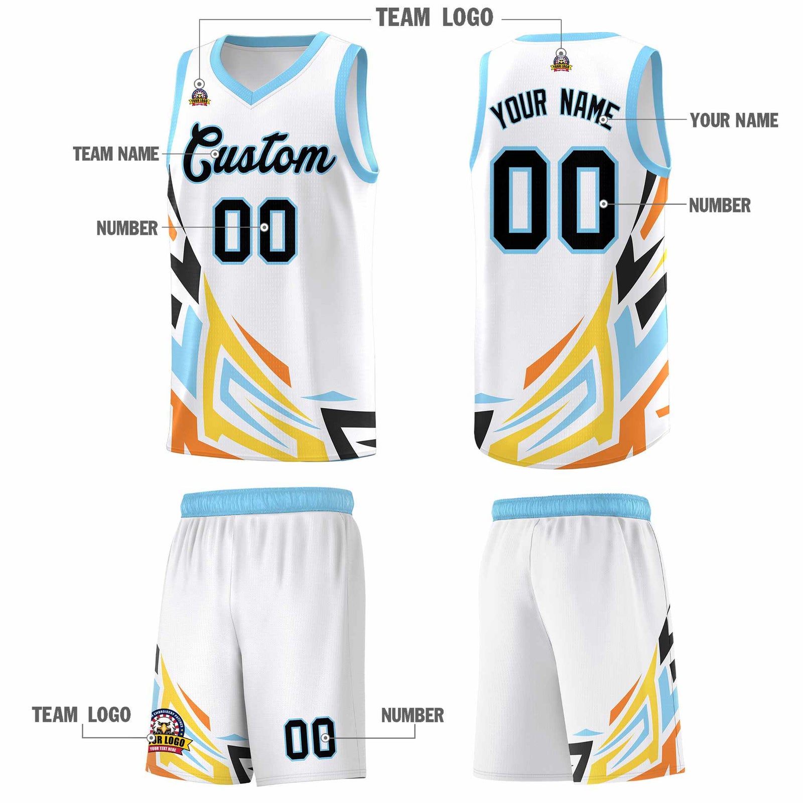 Custom White Gradient Graffiti Pattern Sports Uniform Basketball Jersey