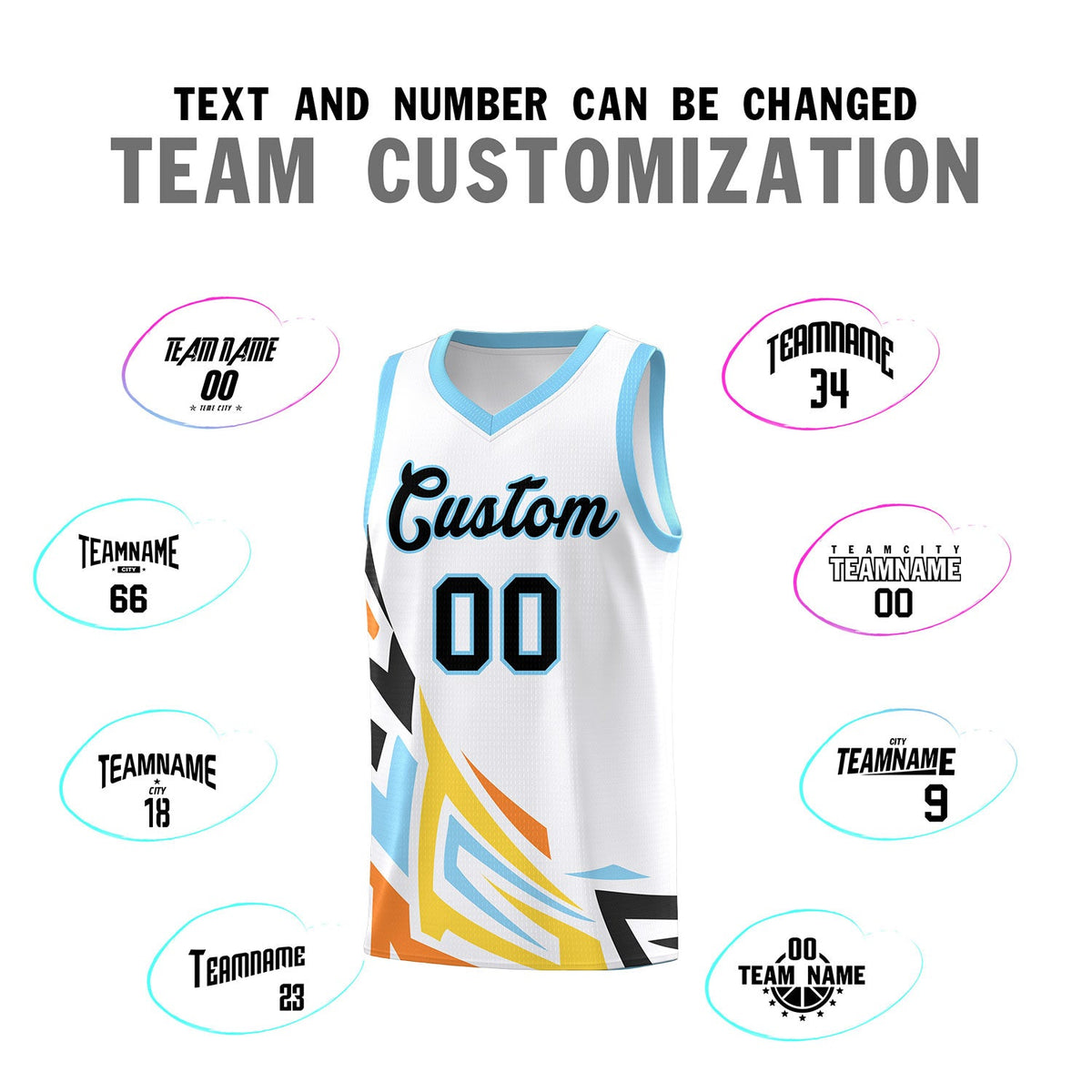 Custom White Gradient Graffiti Pattern Sports Uniform Basketball Jersey
