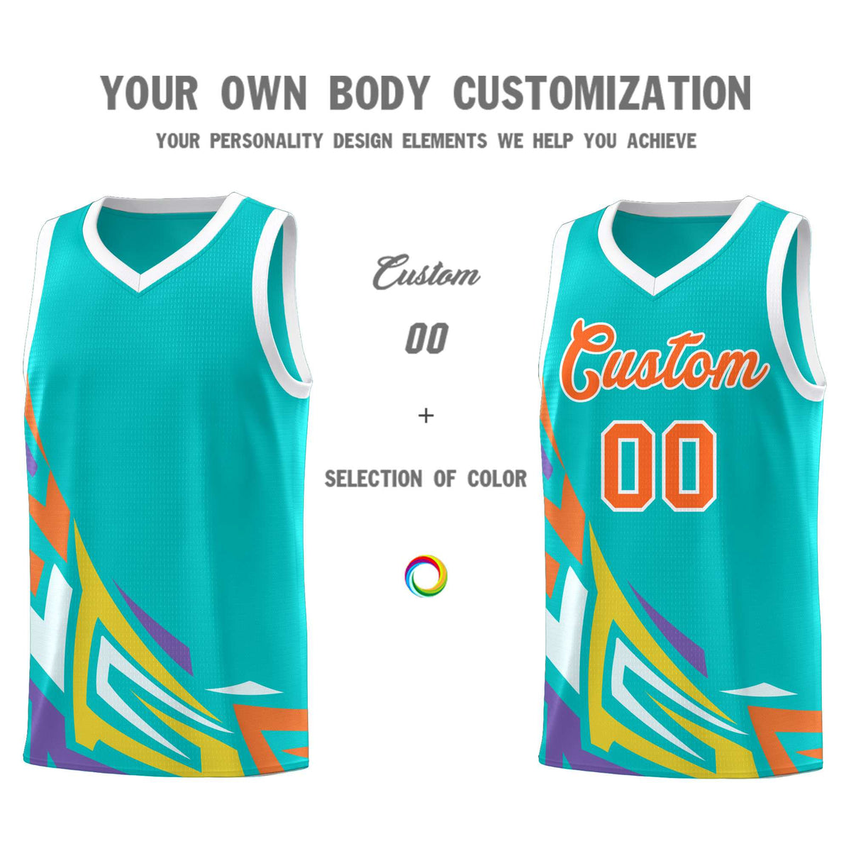 Custom Aqua Gradient Graffiti Pattern Sports Uniform Basketball Jersey