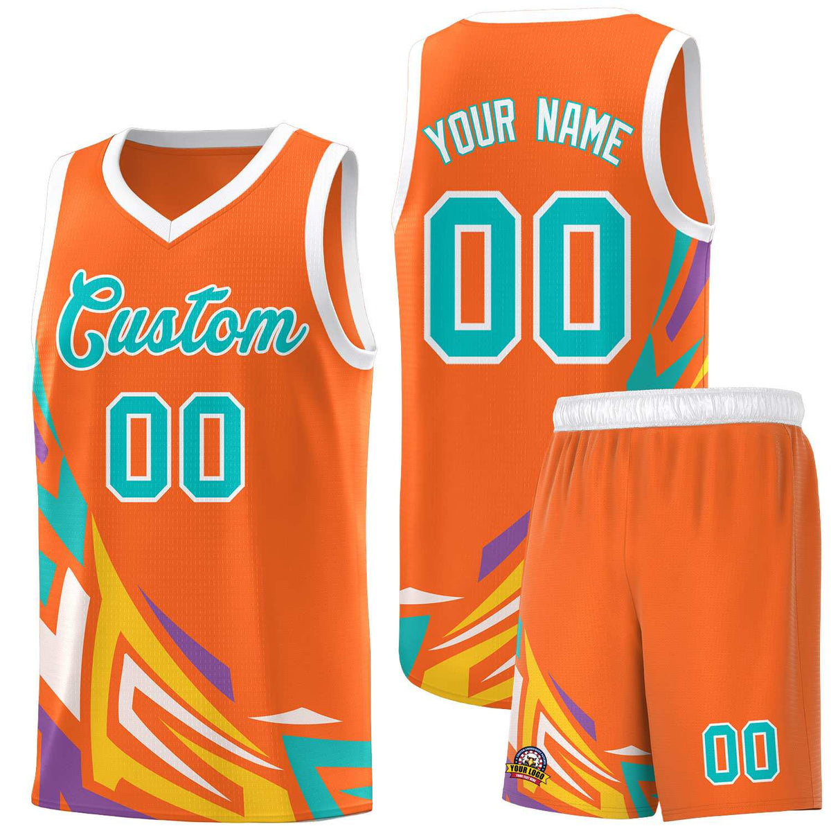 Custom Orange Gradient Graffiti Pattern Sports Uniform Basketball Jersey