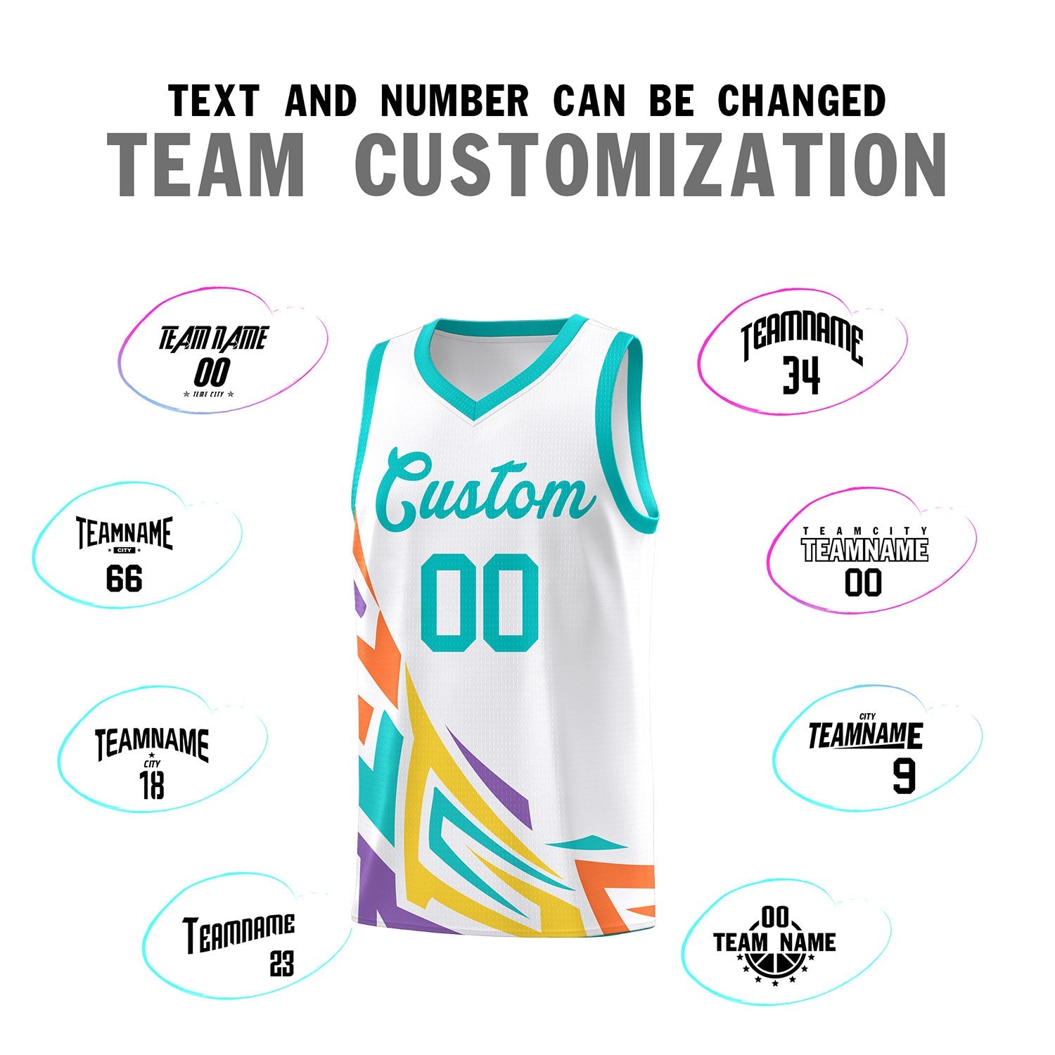 Custom White Gradient Graffiti Pattern Sports Uniform Basketball Jersey