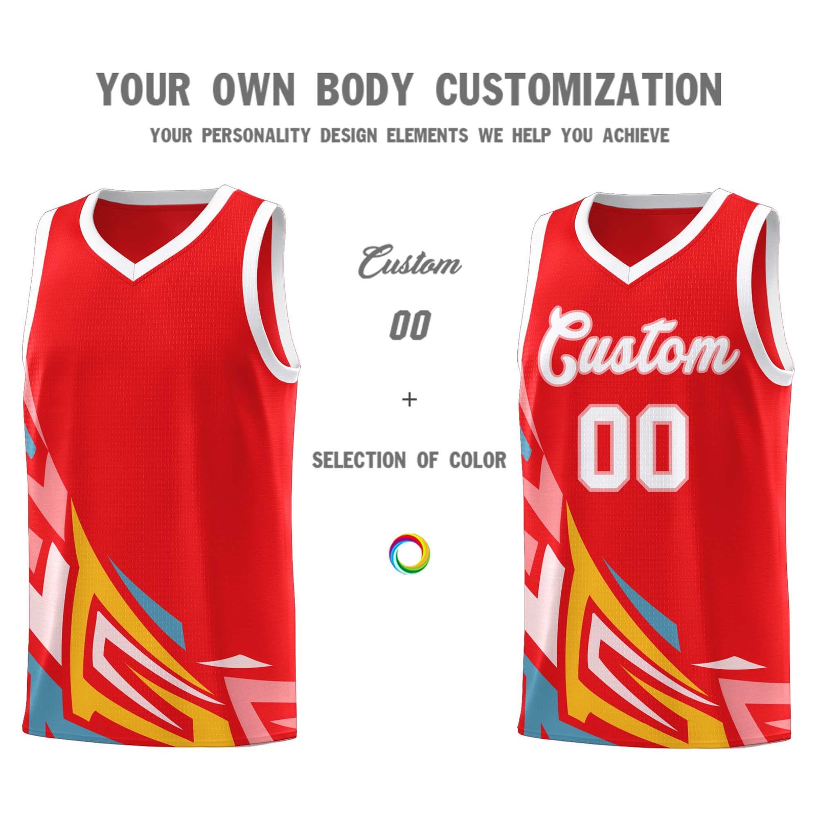 Custom Red Gradient Graffiti Pattern Sports Uniform Basketball Jersey