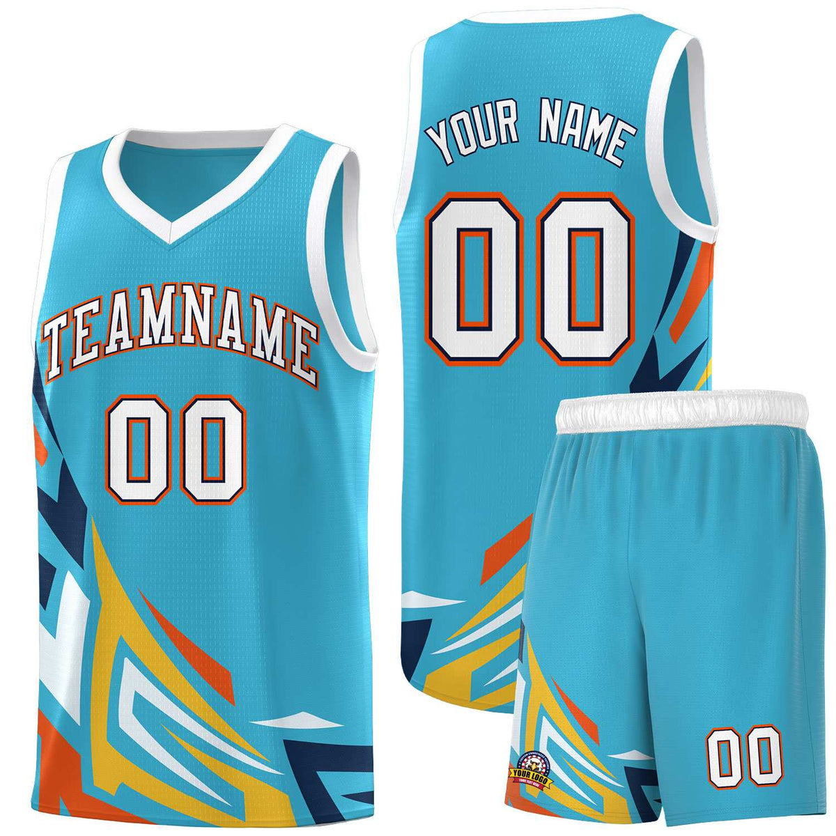 Custom Sky Blue Gradient Graffiti Pattern Sports Uniform Basketball Jersey