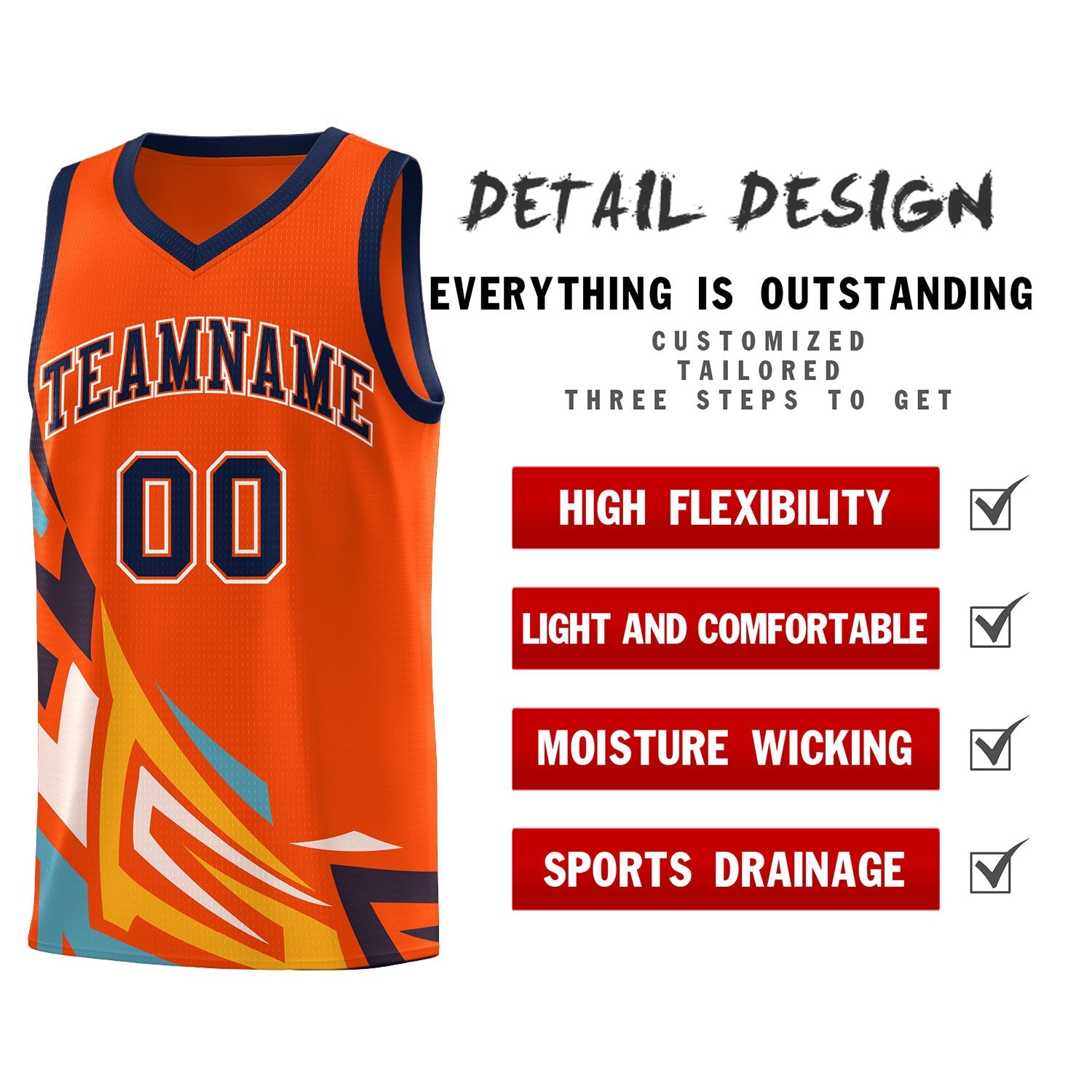 Custom Orange Gradient Graffiti Pattern Sports Uniform Basketball Jersey