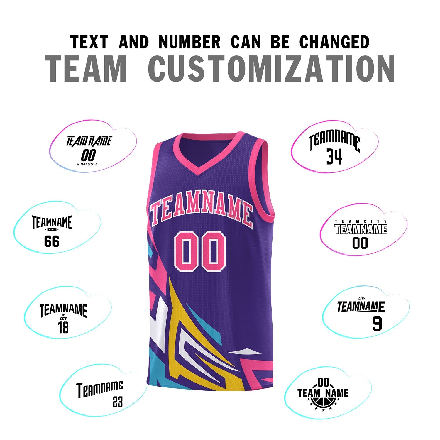 Custom Purple Gradient Graffiti Pattern Sports Uniform Basketball Jersey