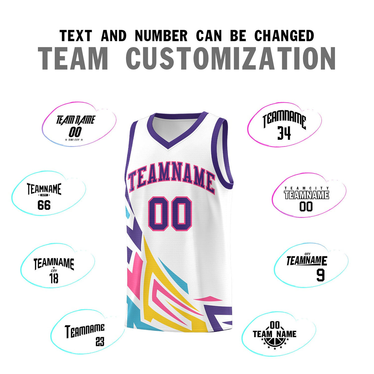 Custom White Gradient Graffiti Pattern Sports Uniform Basketball Jersey