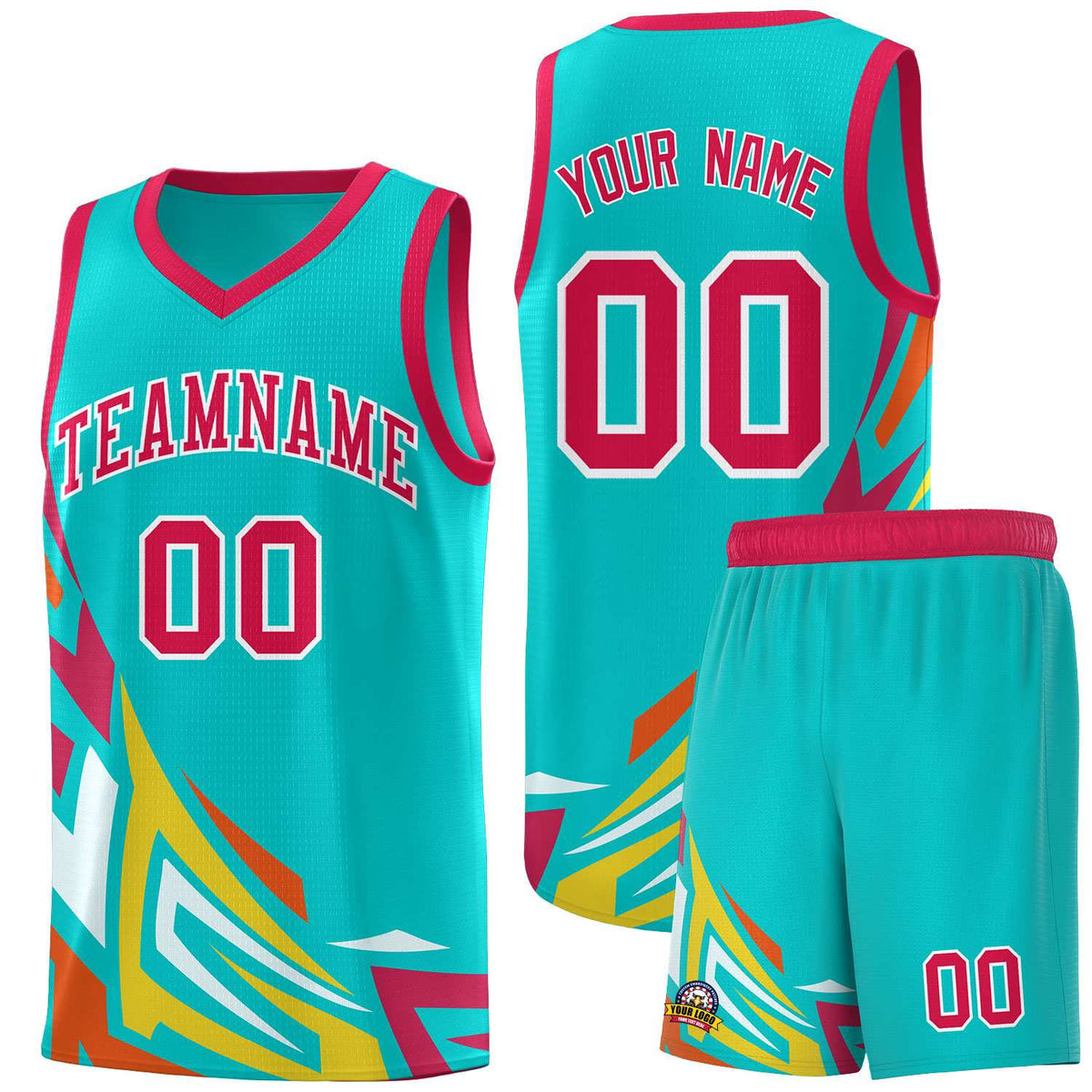 Custom Aqua Gradient Graffiti Pattern Sports Uniform Basketball Jersey