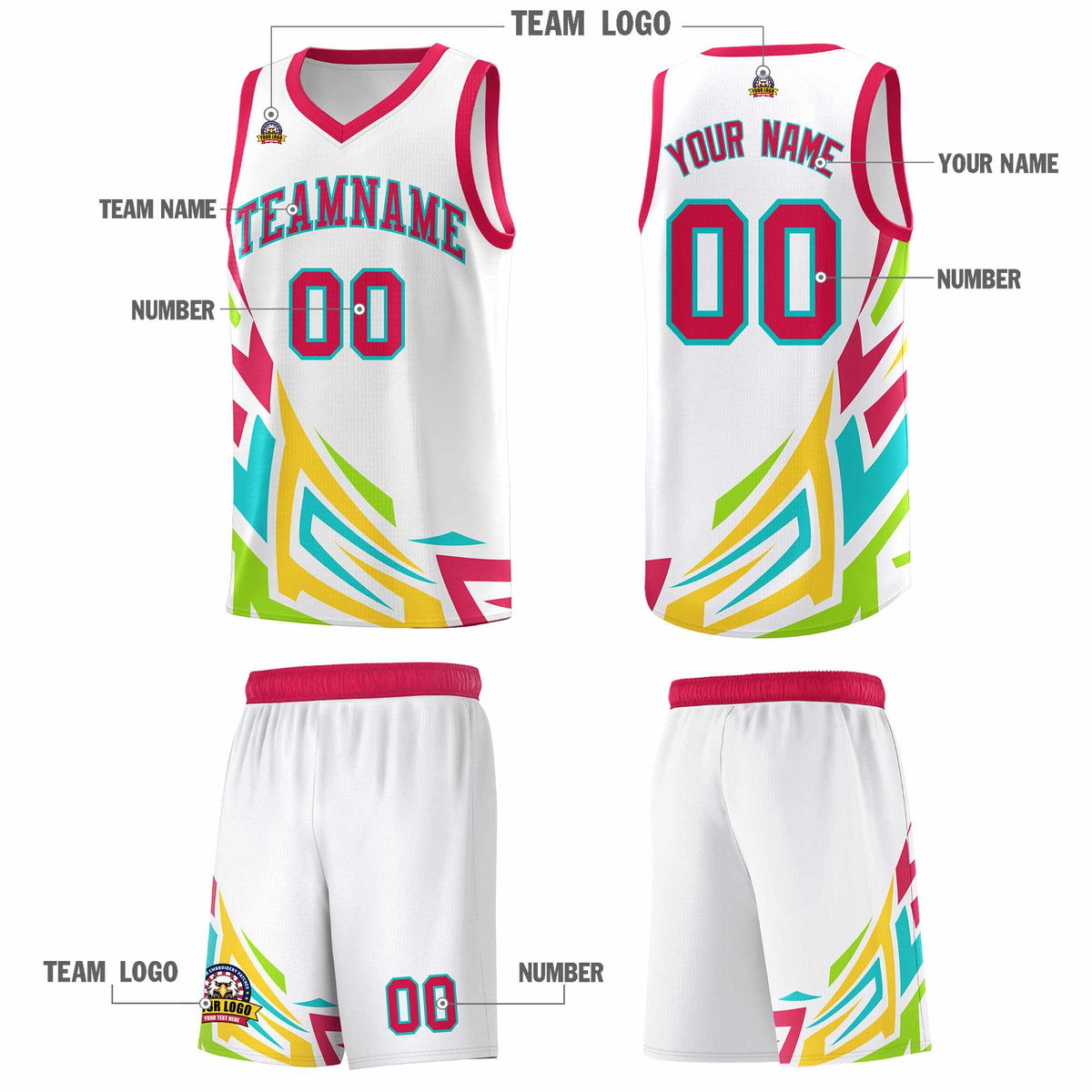 Custom White Gradient Graffiti Pattern Sports Uniform Basketball Jersey