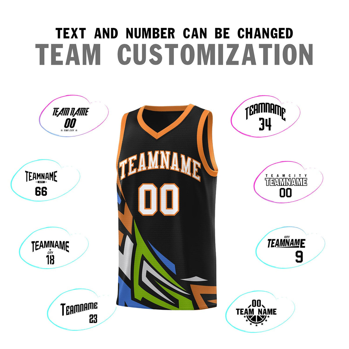 Custom Black Gradient Graffiti Pattern Sports Uniform Basketball Jersey