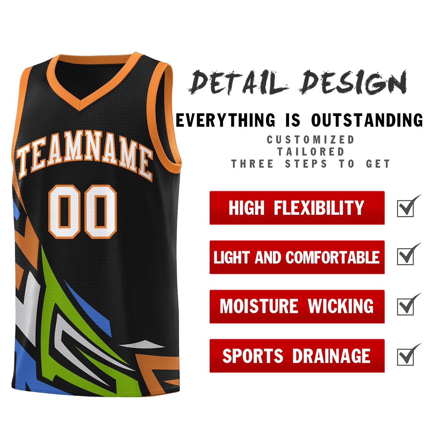 Custom Black Gradient Graffiti Pattern Sports Uniform Basketball Jersey