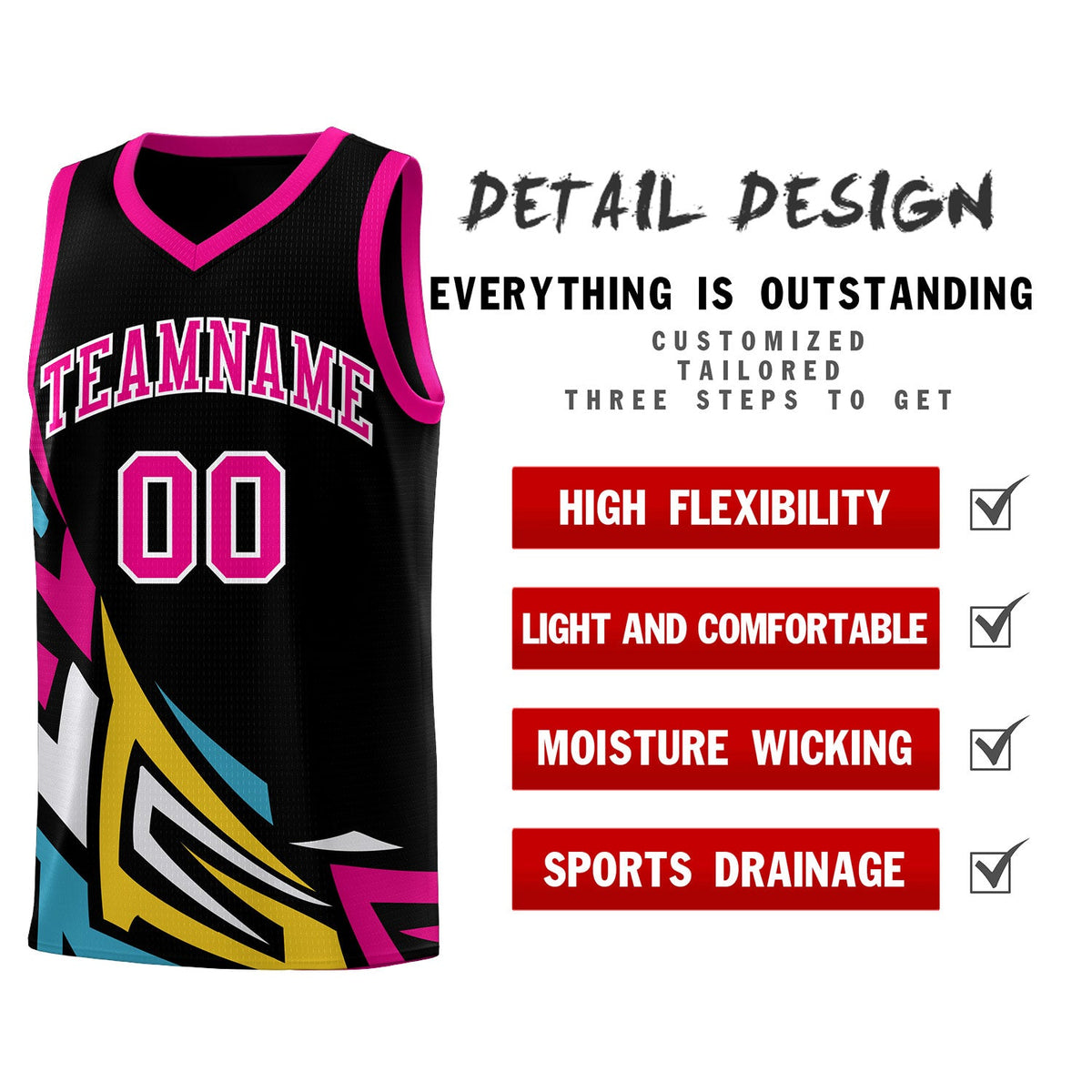 Custom Black Gradient Graffiti Pattern Sports Uniform Basketball Jersey