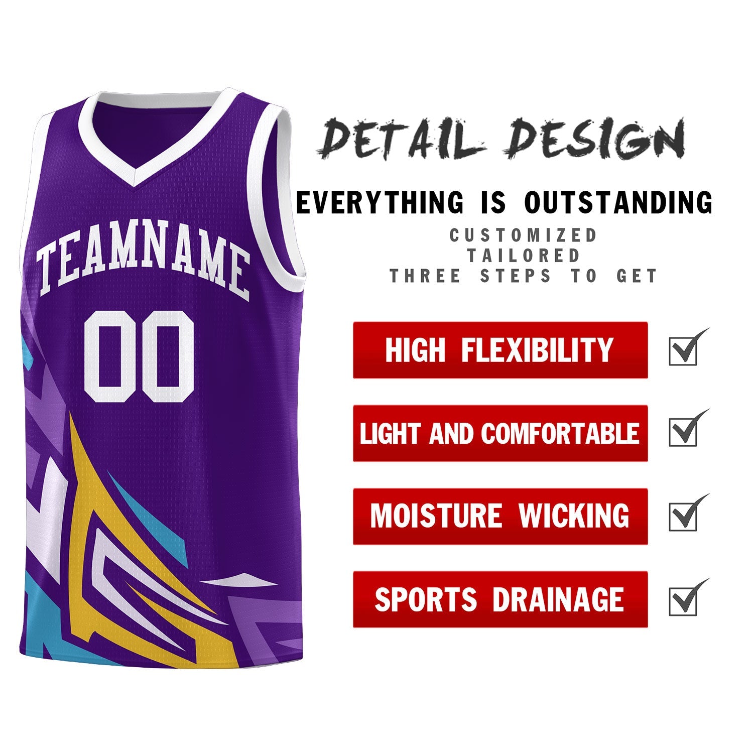 Custom Purple Gradient Graffiti Pattern Sports Uniform Basketball Jersey