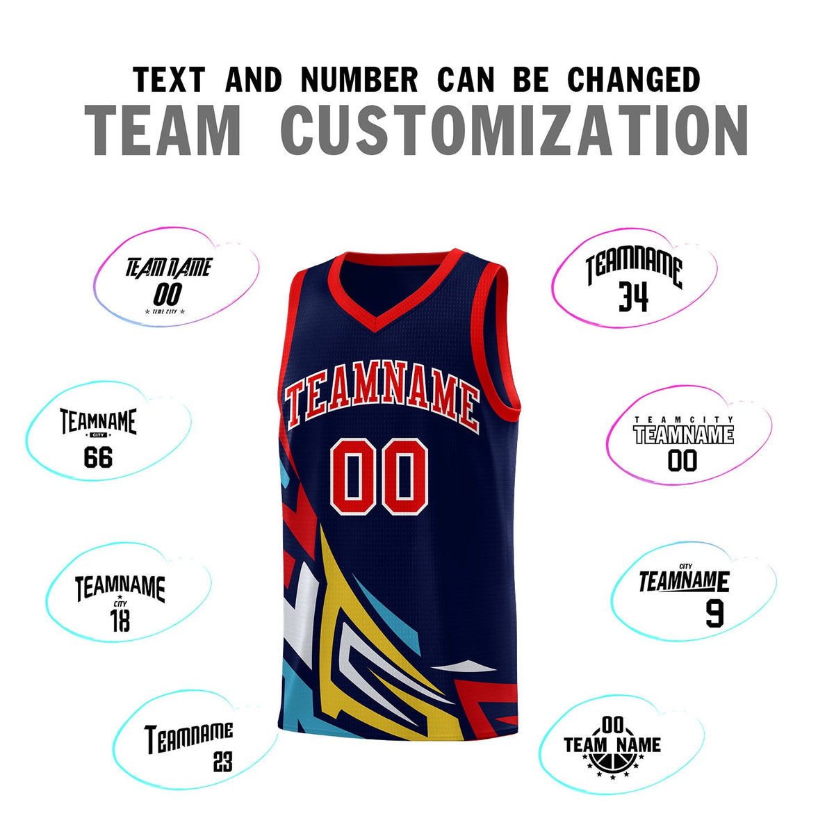 Custom Navy Gradient Graffiti Pattern Sports Uniform Basketball Jersey