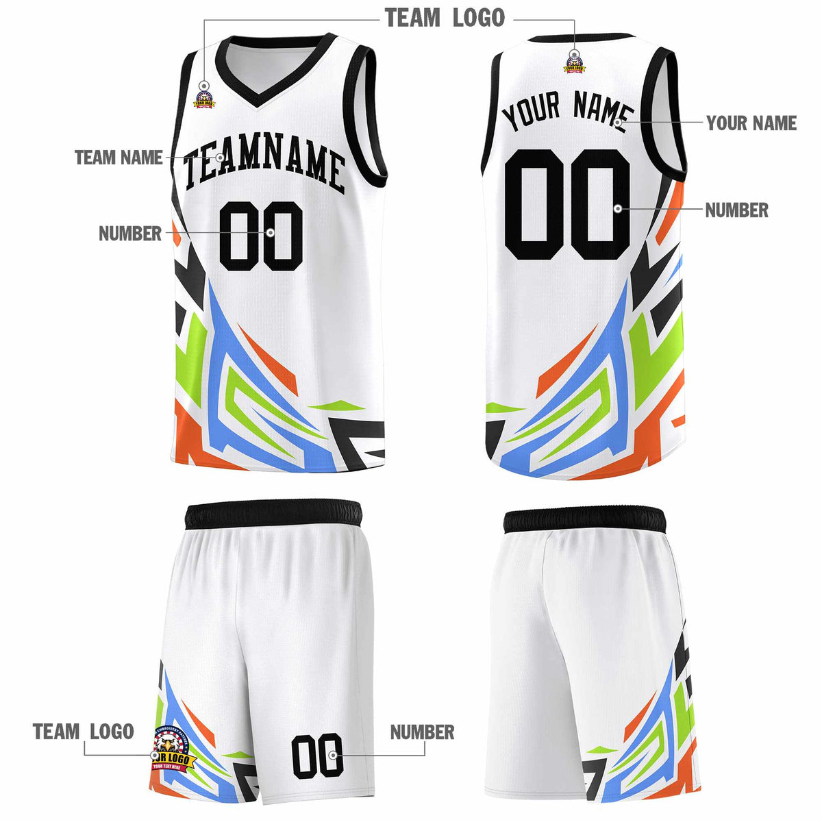 Custom White Gradient Graffiti Pattern Sports Uniform Basketball Jersey