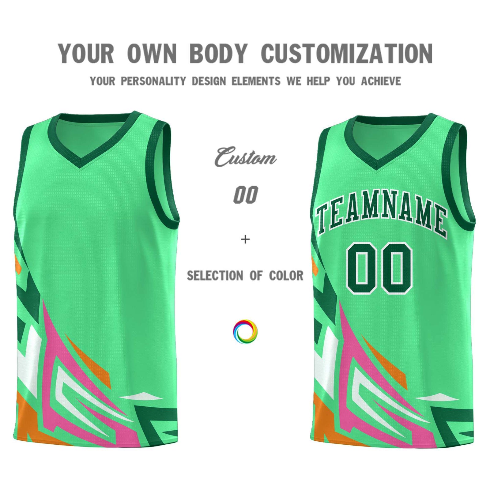 Custom Green Gradient Graffiti Pattern Sports Uniform Basketball Jersey