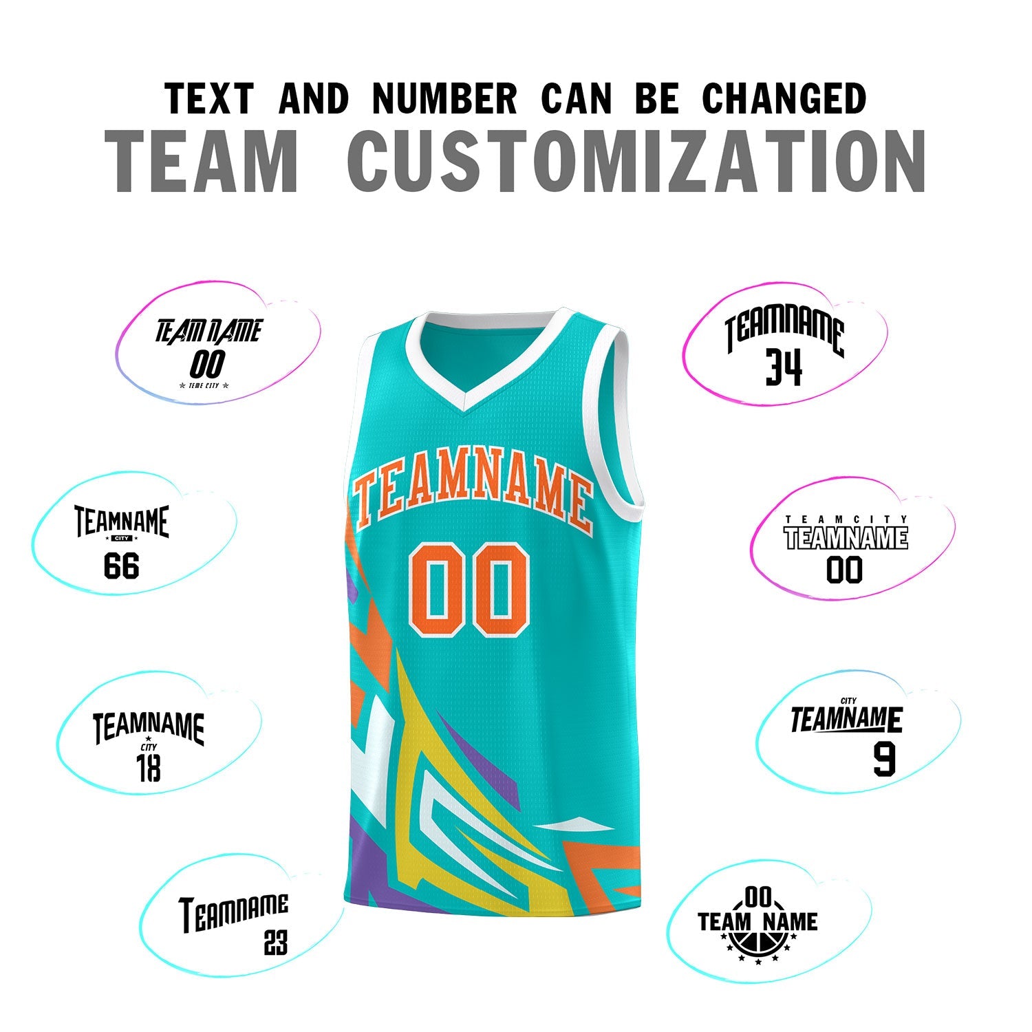 Custom Aqua Gradient Graffiti Pattern Sports Uniform Basketball Jersey