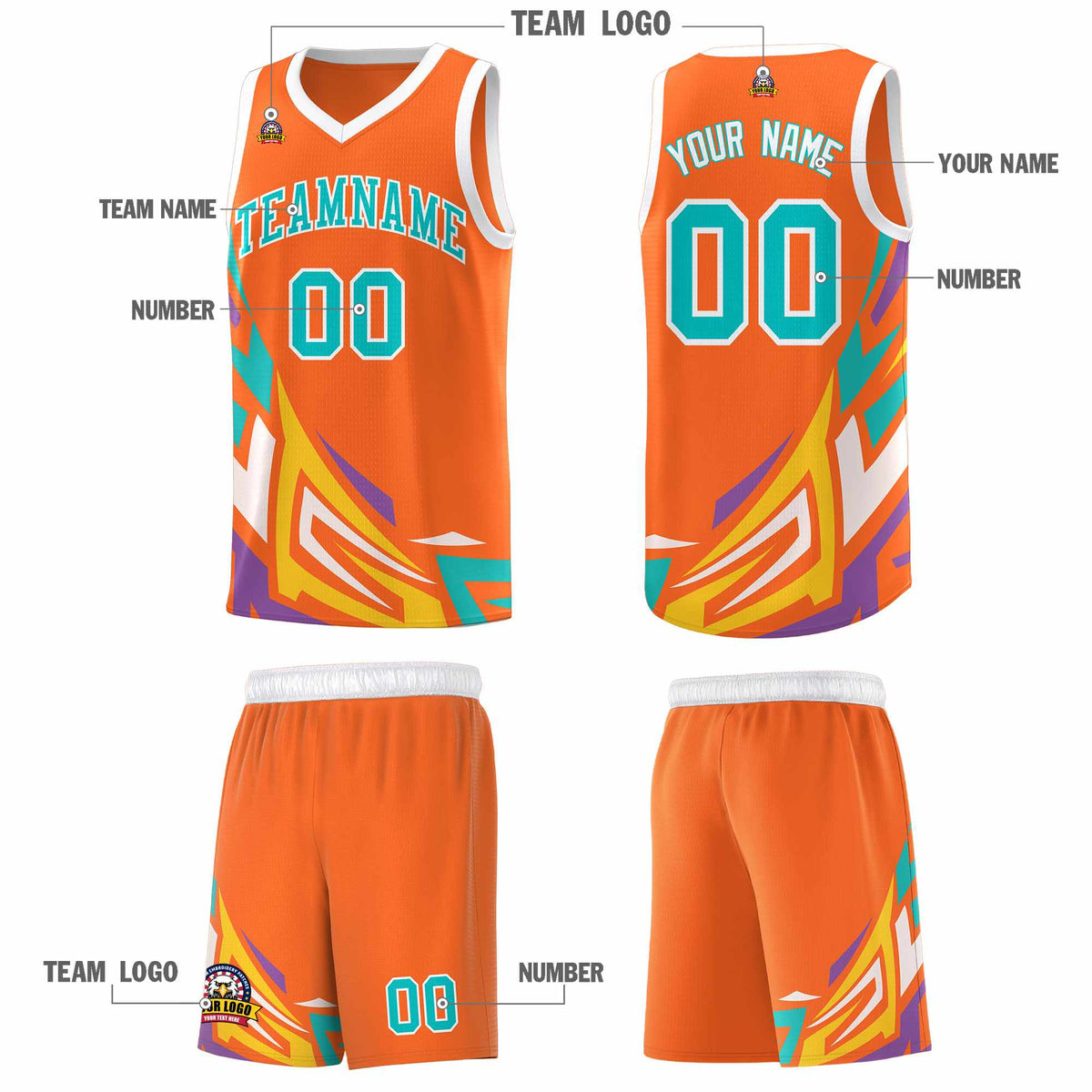 Custom Orange Gradient Graffiti Pattern Sports Uniform Basketball Jersey