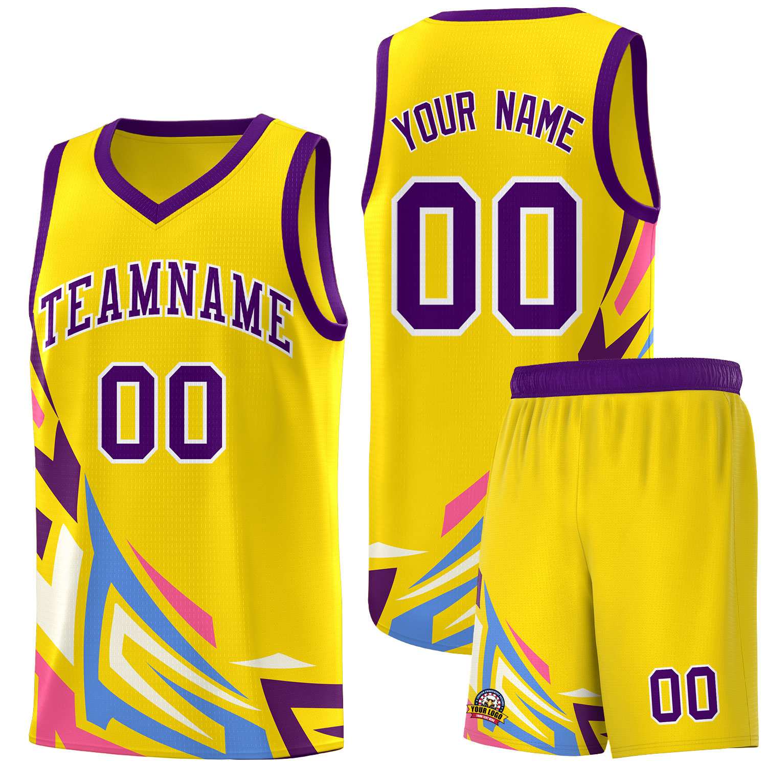 Custom Gold Gradient Graffiti Pattern Sports Uniform Basketball Jersey