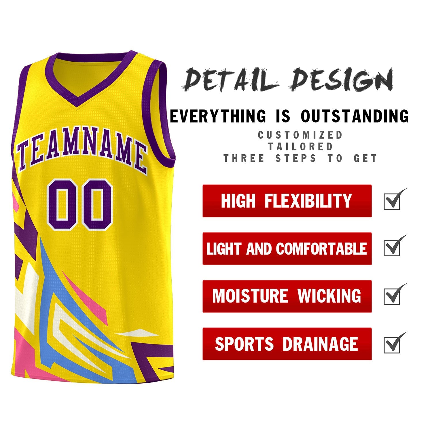 Custom Gold Gradient Graffiti Pattern Sports Uniform Basketball Jersey