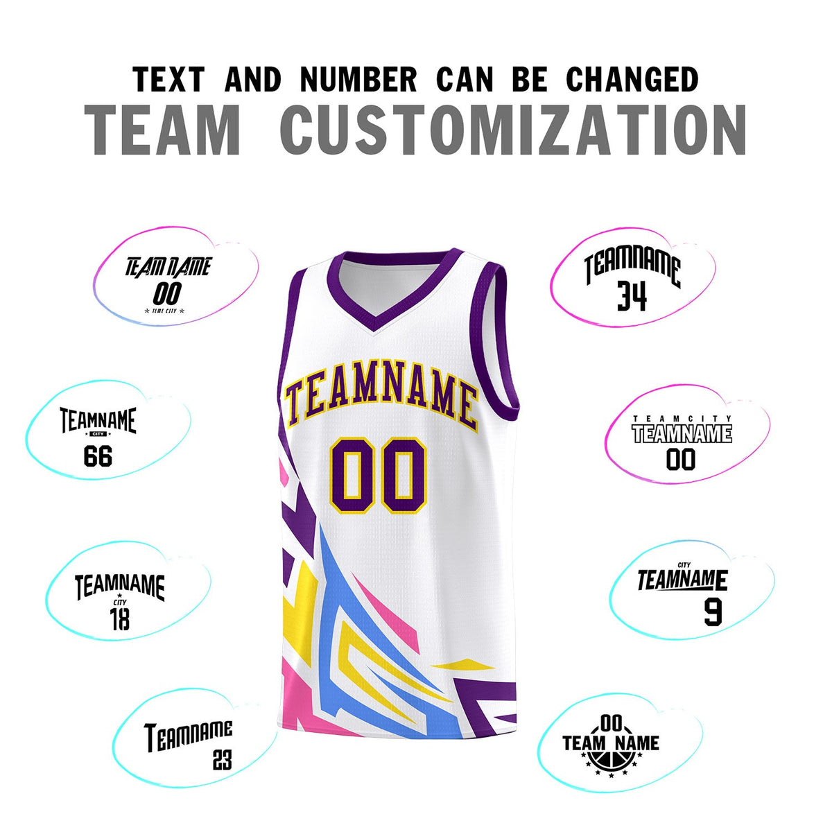 Custom White Gradient Graffiti Pattern Sports Uniform Basketball Jersey