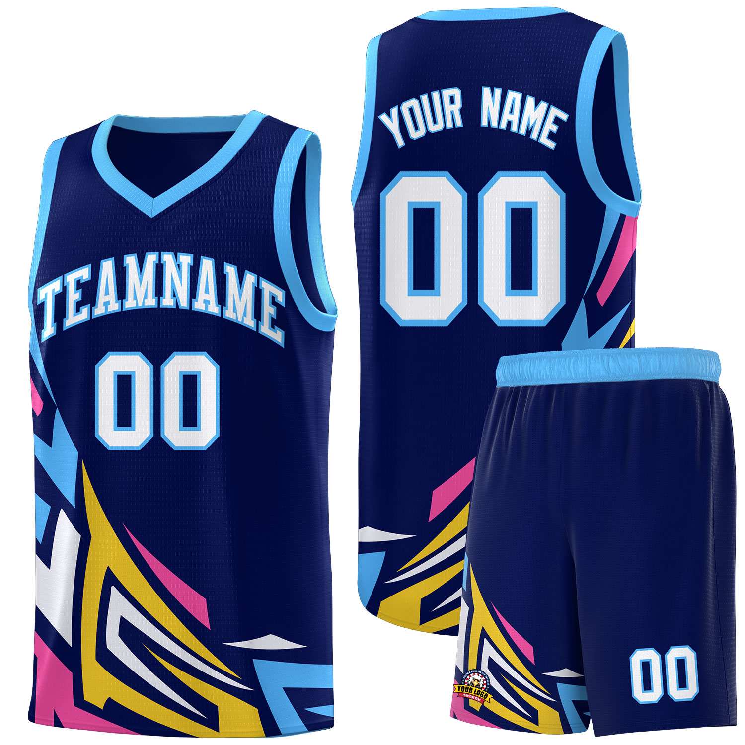Custom Navy Gradient Graffiti Pattern Sports Uniform Basketball Jersey