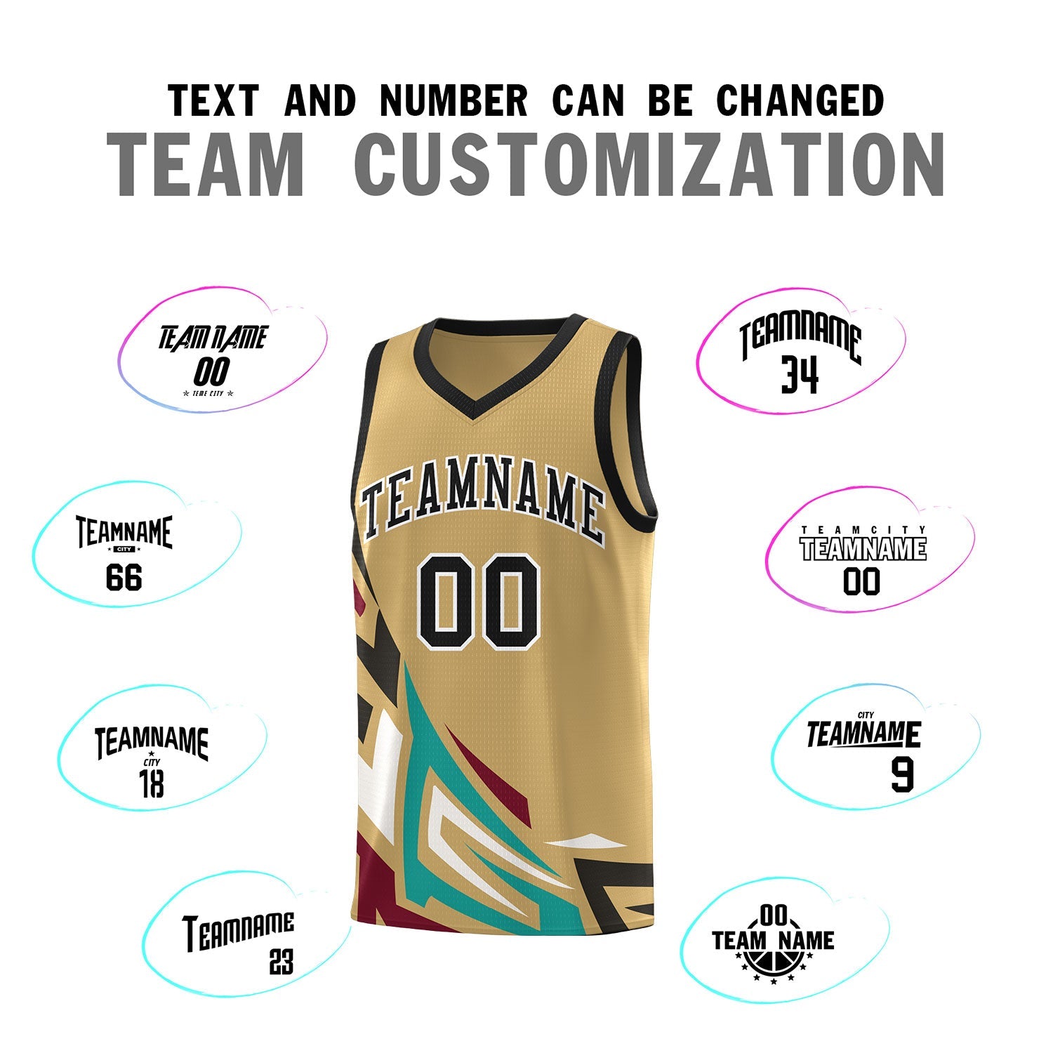 Custom Old Gold Gradient Graffiti Pattern Sports Uniform Basketball Jersey
