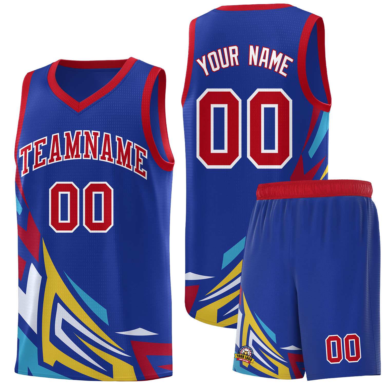 Custom Royal Gradient Graffiti Pattern Sports Uniform Basketball Jersey
