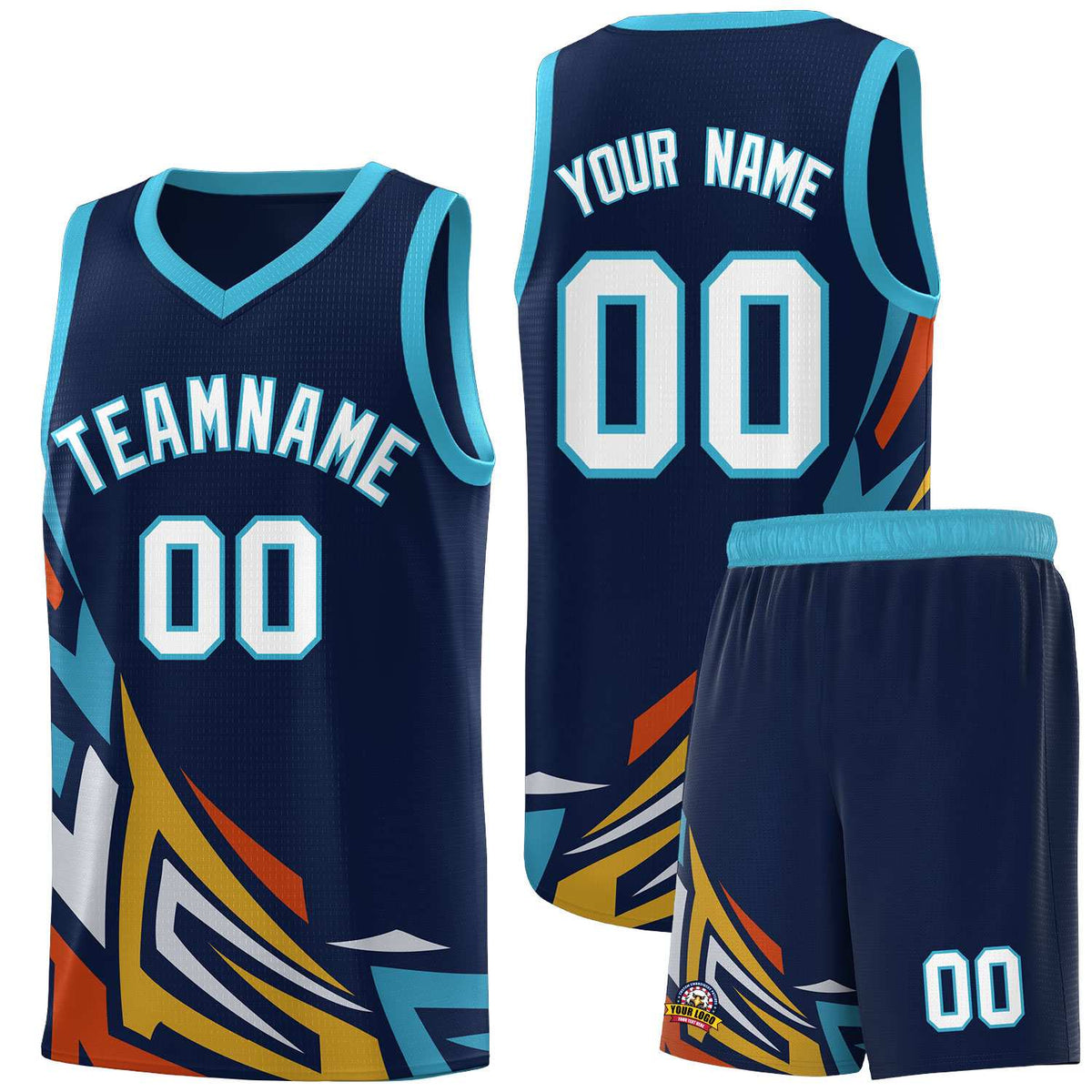 Custom Navy Gradient Graffiti Pattern Sports Uniform Basketball Jersey