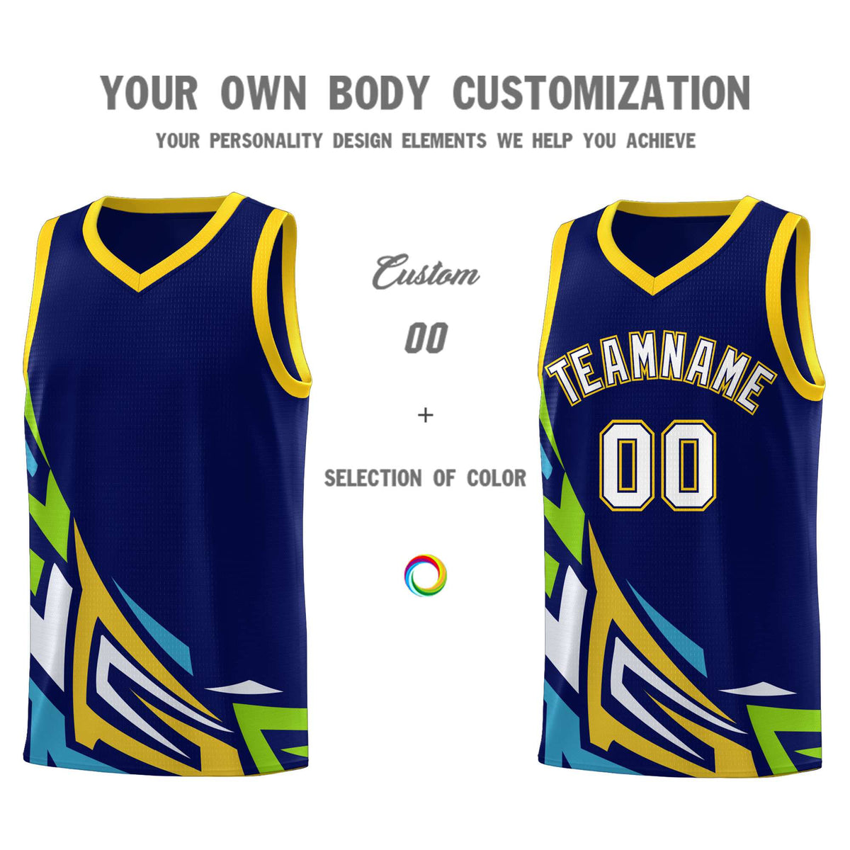 Custom Navy Gradient Graffiti Pattern Sports Uniform Basketball Jersey